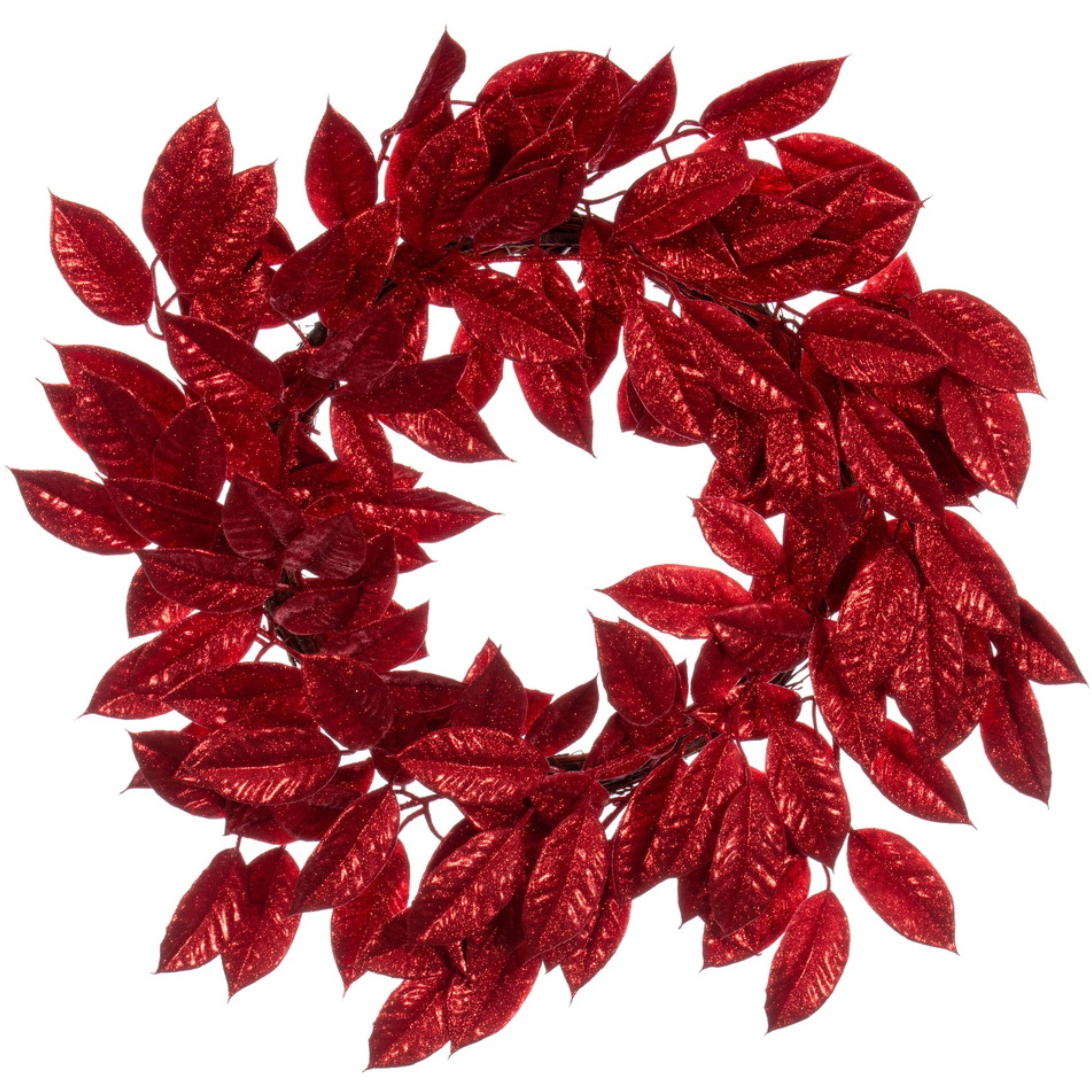 24" Red Gardenia Glitter Wreath