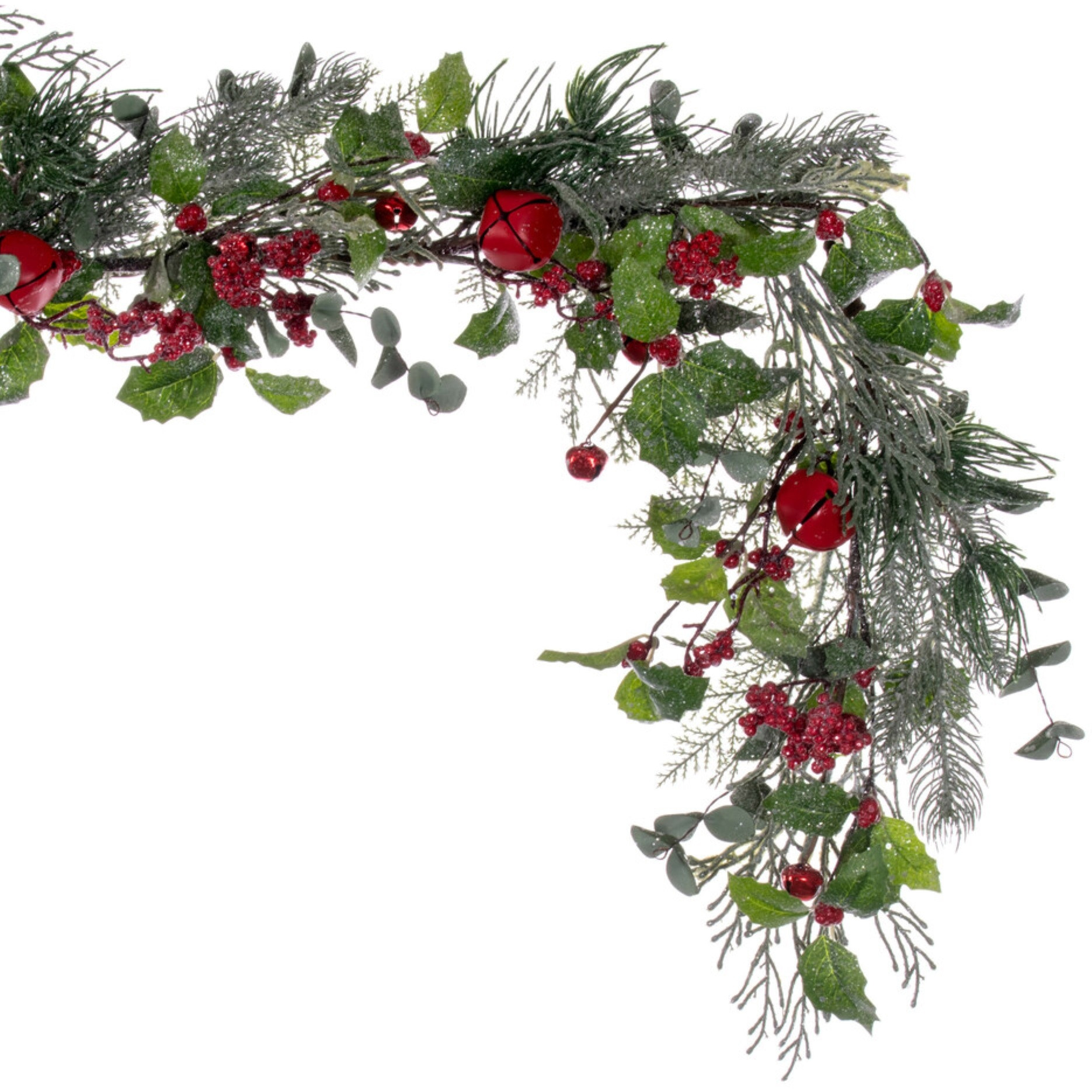 5' Grn Holly/Pine Red Jngle Bell Garland