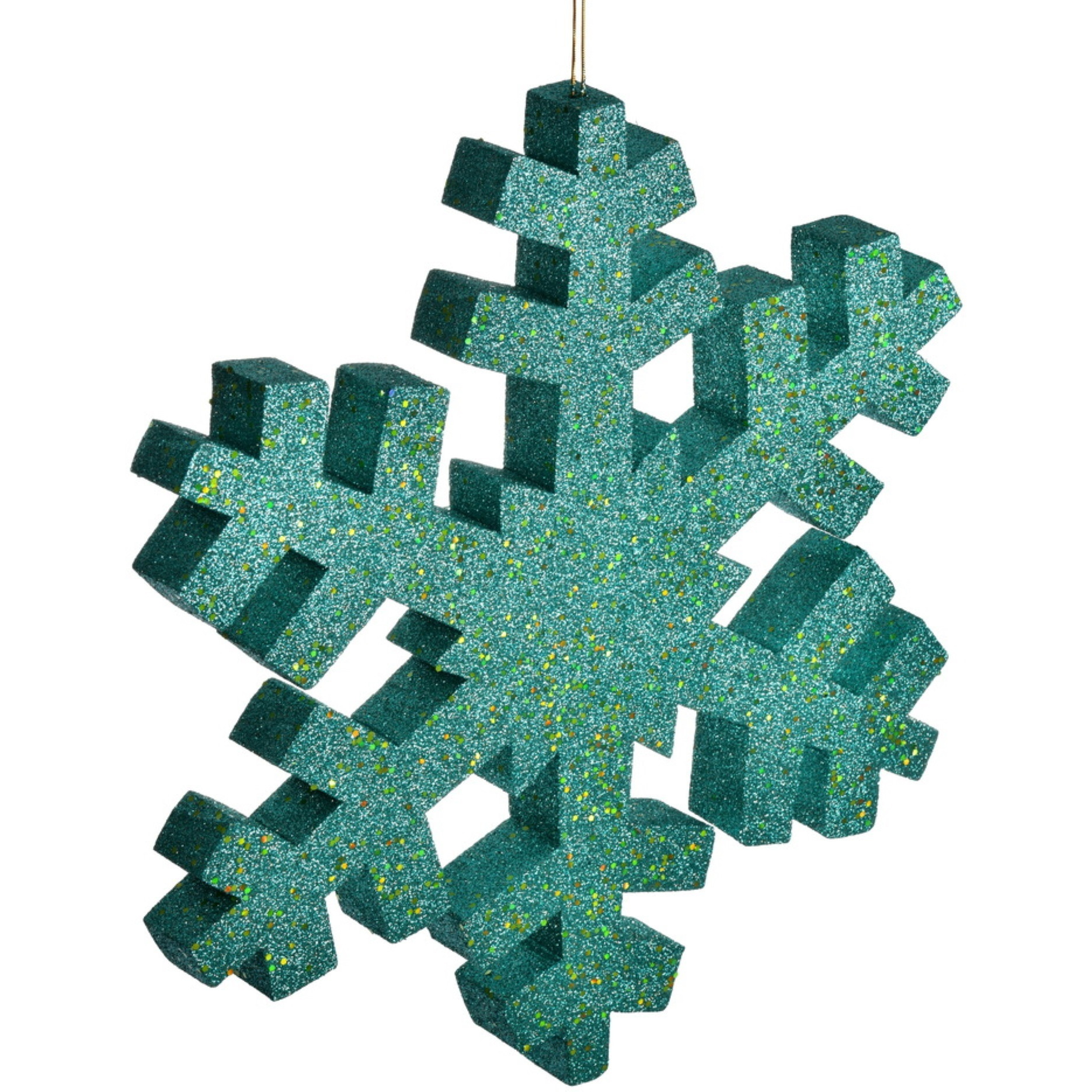 18" Turquoise Outdoor Glitter Snowflake