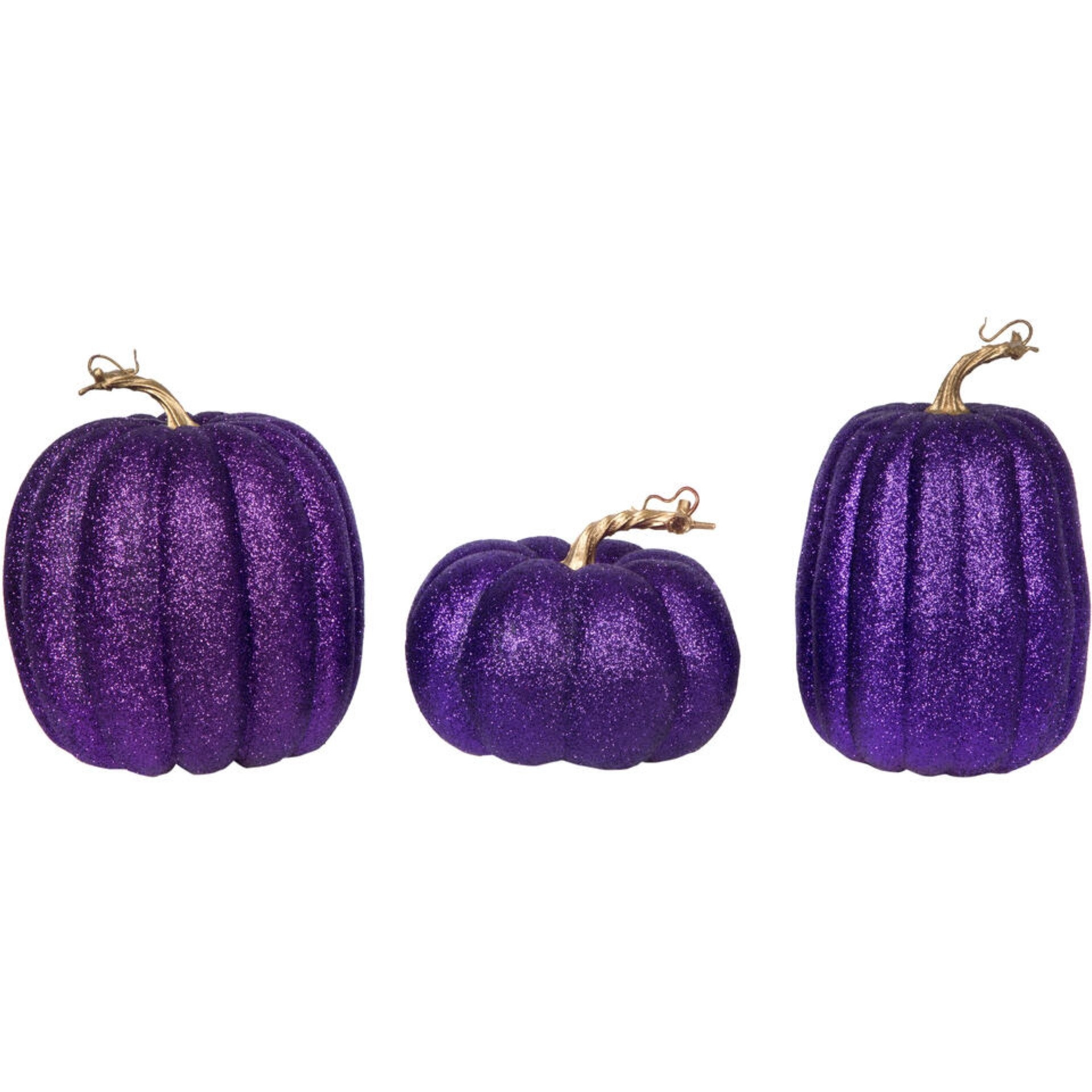 8" Purple Pumpkins Assorted Set of 3