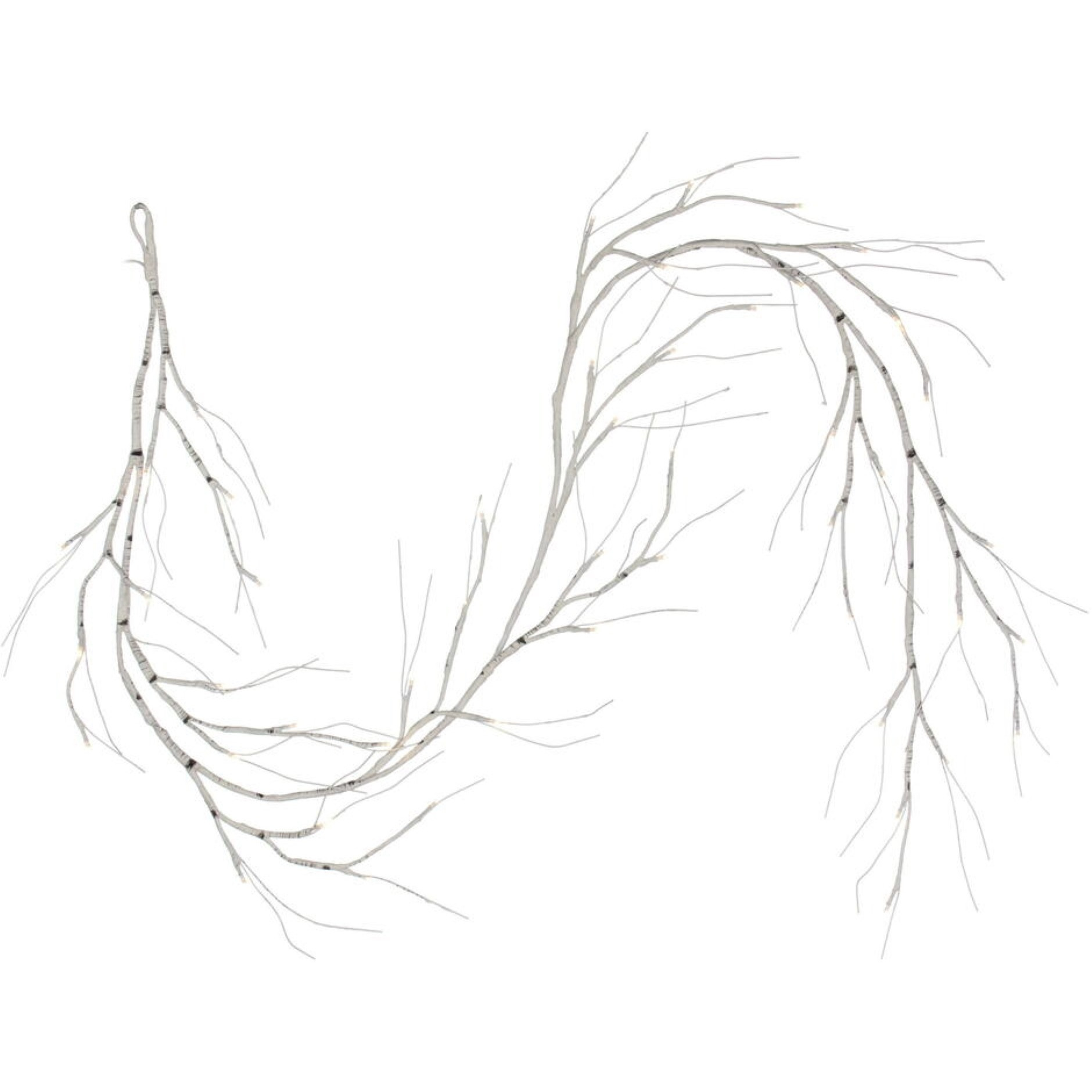 6' White Birch Twig Garland 48WW LED B/O