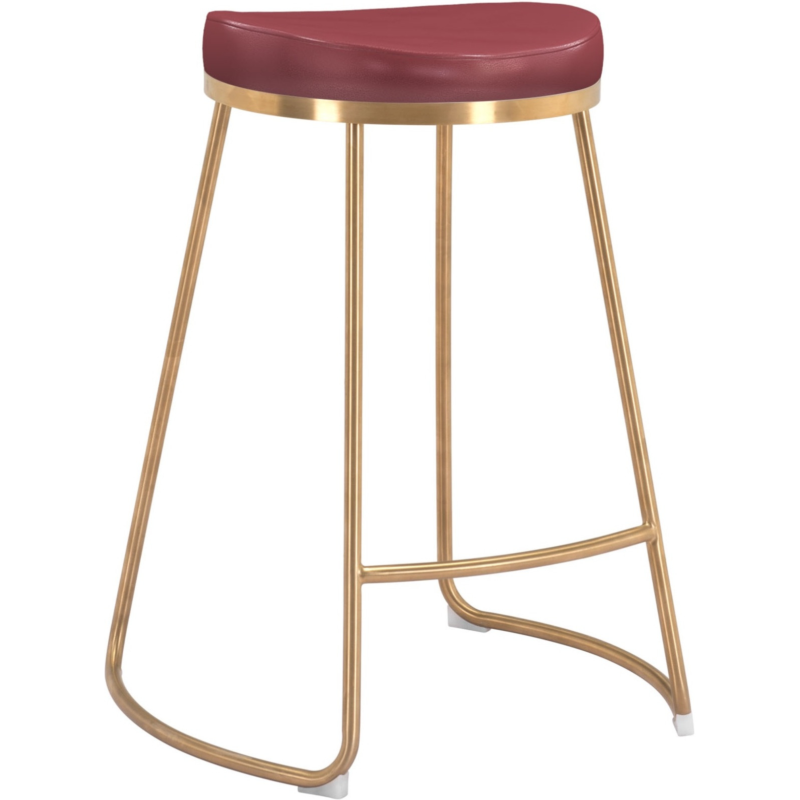 Bree Counter Stool (Set of 2) Burgundy and Gold