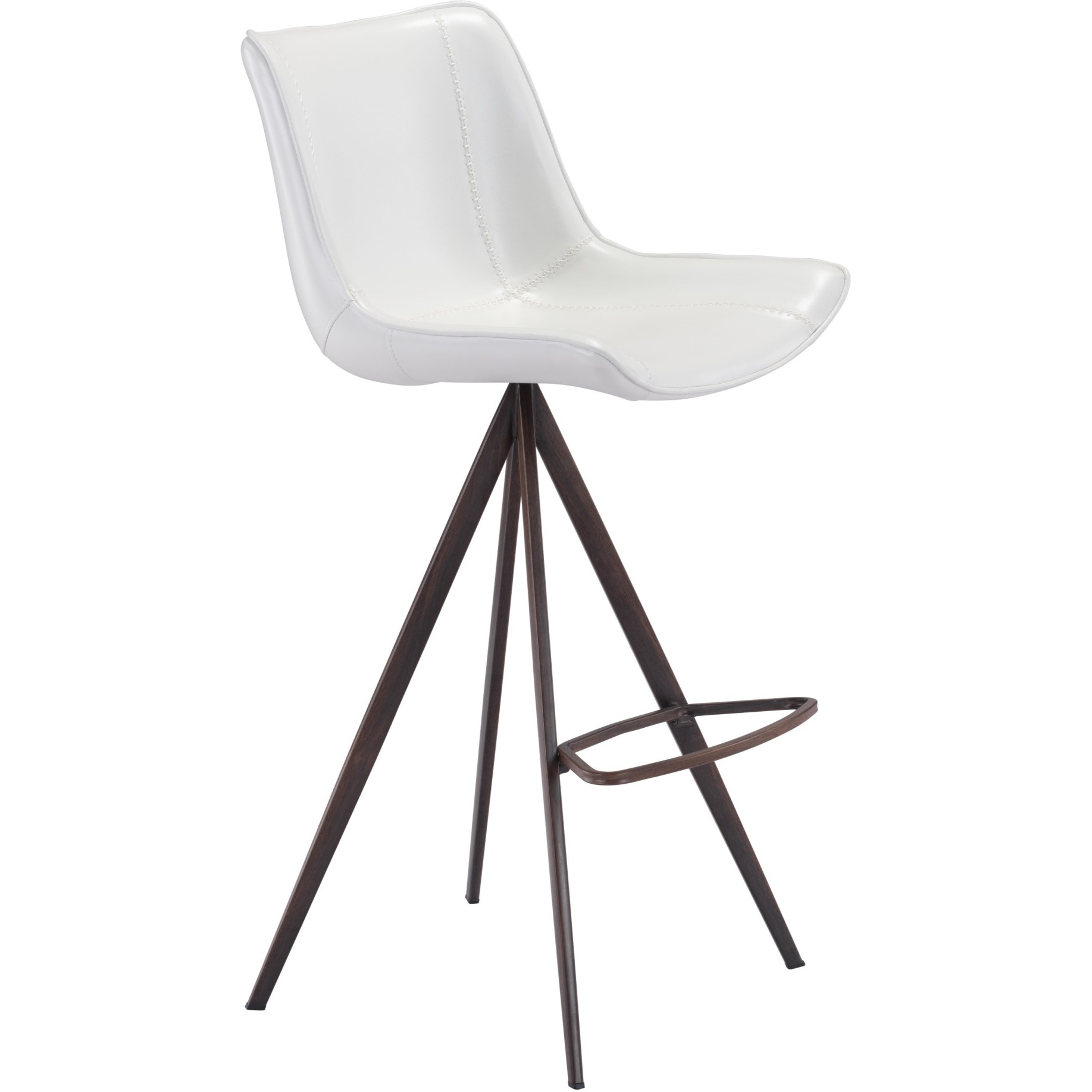 Aki Barstool (Set of 2) White and Walnut