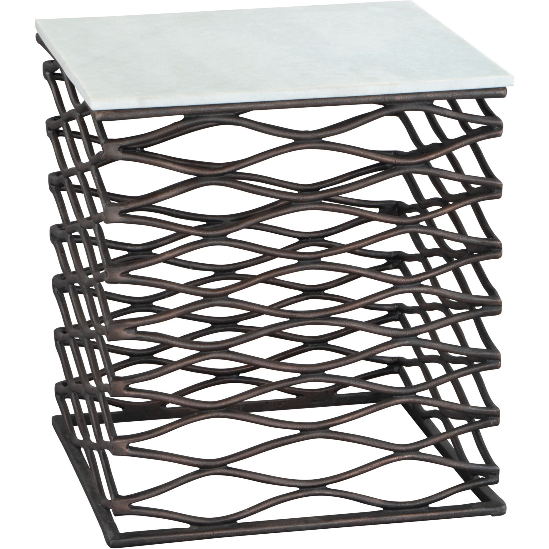 Duke Side Table White and Antique Bronze