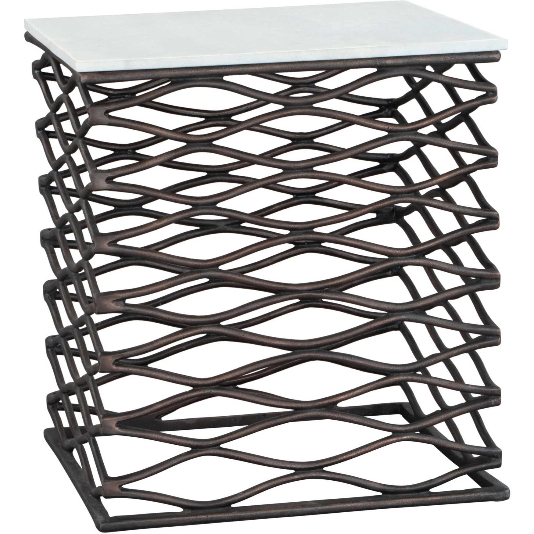 Duke Side Table White and Antique Bronze