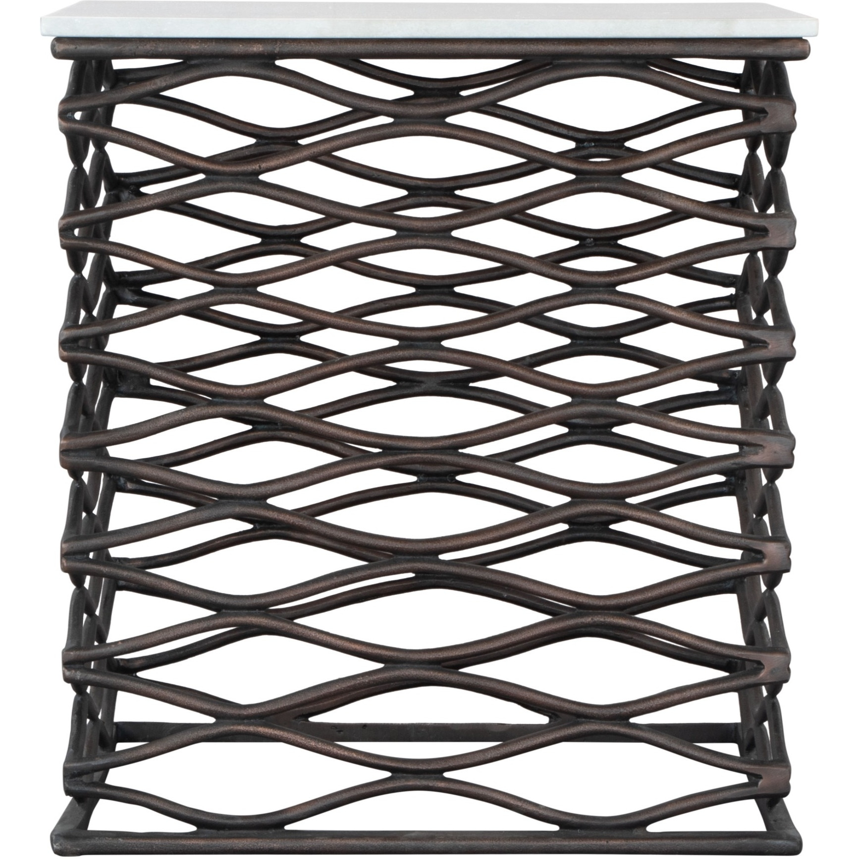 Duke Side Table White and Antique Bronze