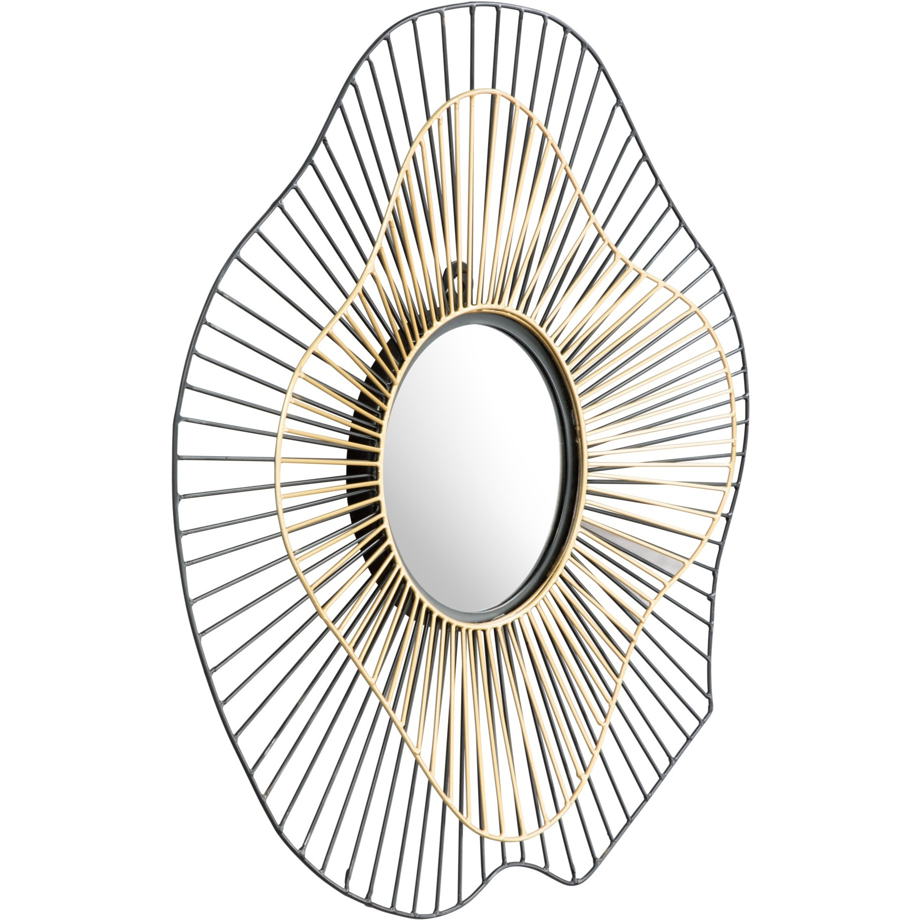 Comet Round Mirror Black and Gold