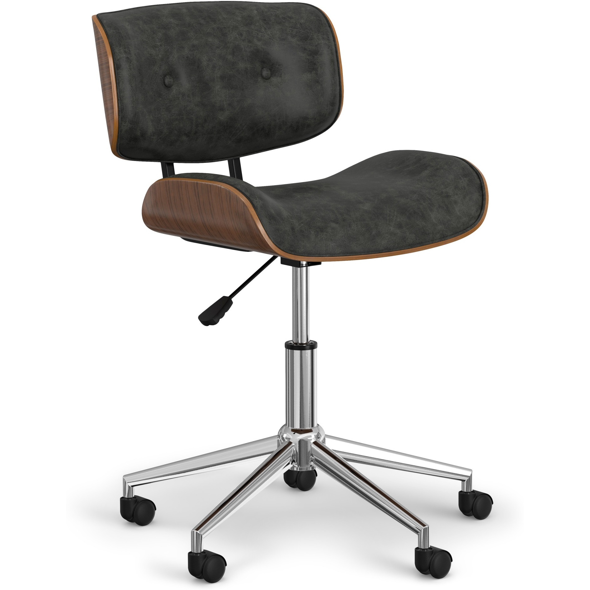 Dax Bentwood Office Chair in Distressed Slate Grey Vegan Faux Leather