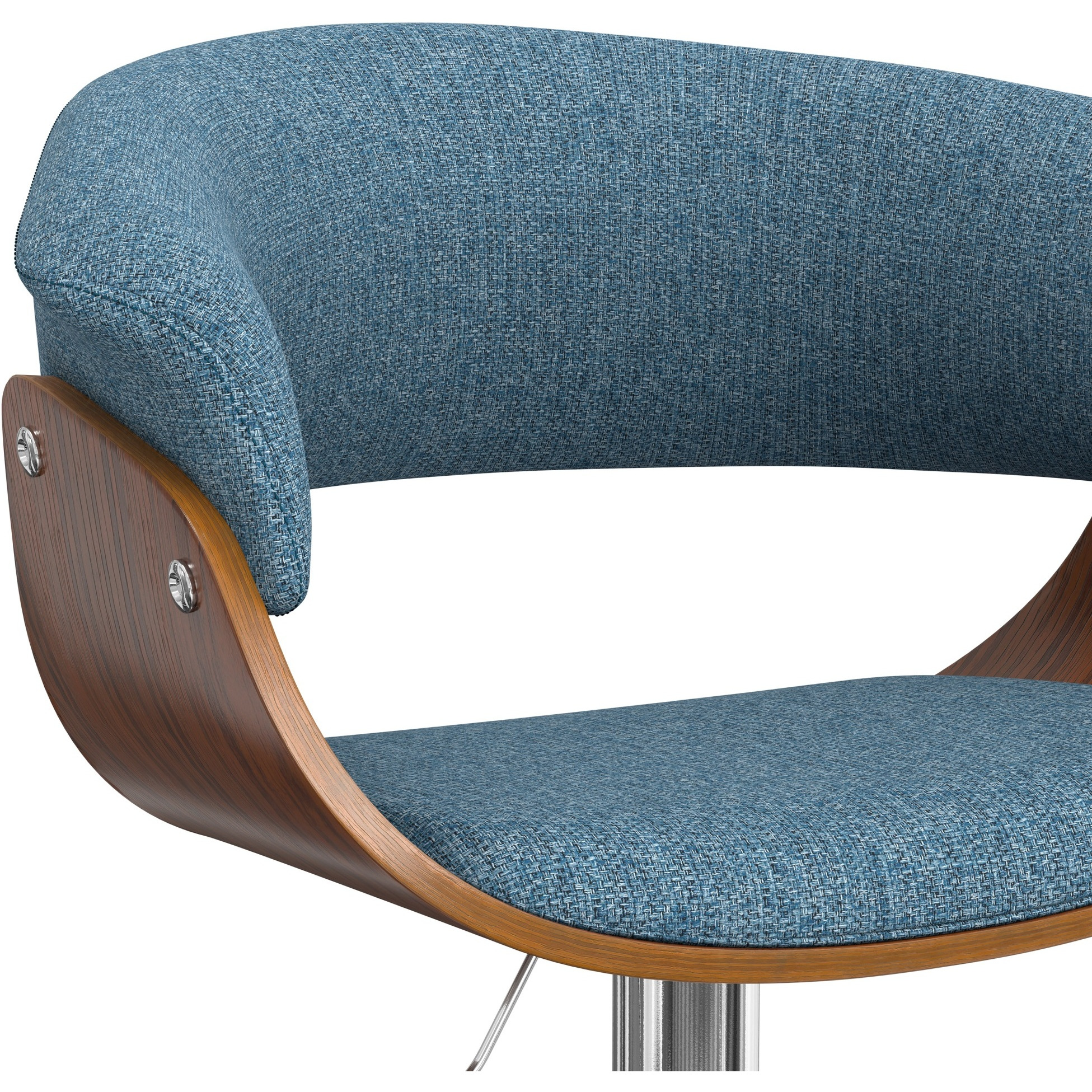 Sheldon Adjustable Swivel Bar Stool in Denim Blue Woven Polyester Fabric