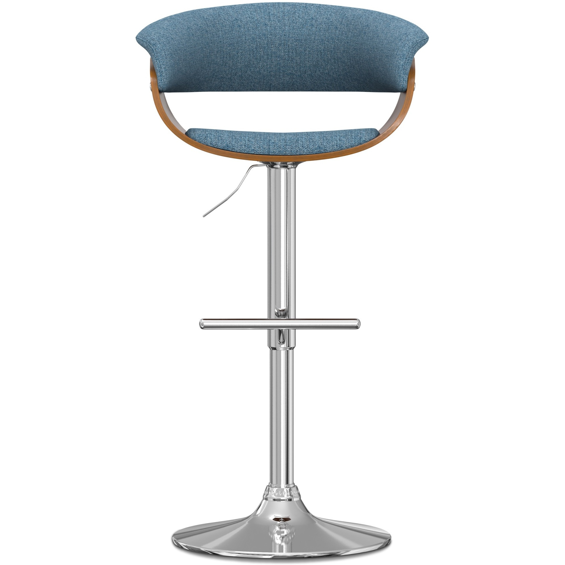 Sheldon Adjustable Swivel Bar Stool in Denim Blue Woven Polyester Fabric