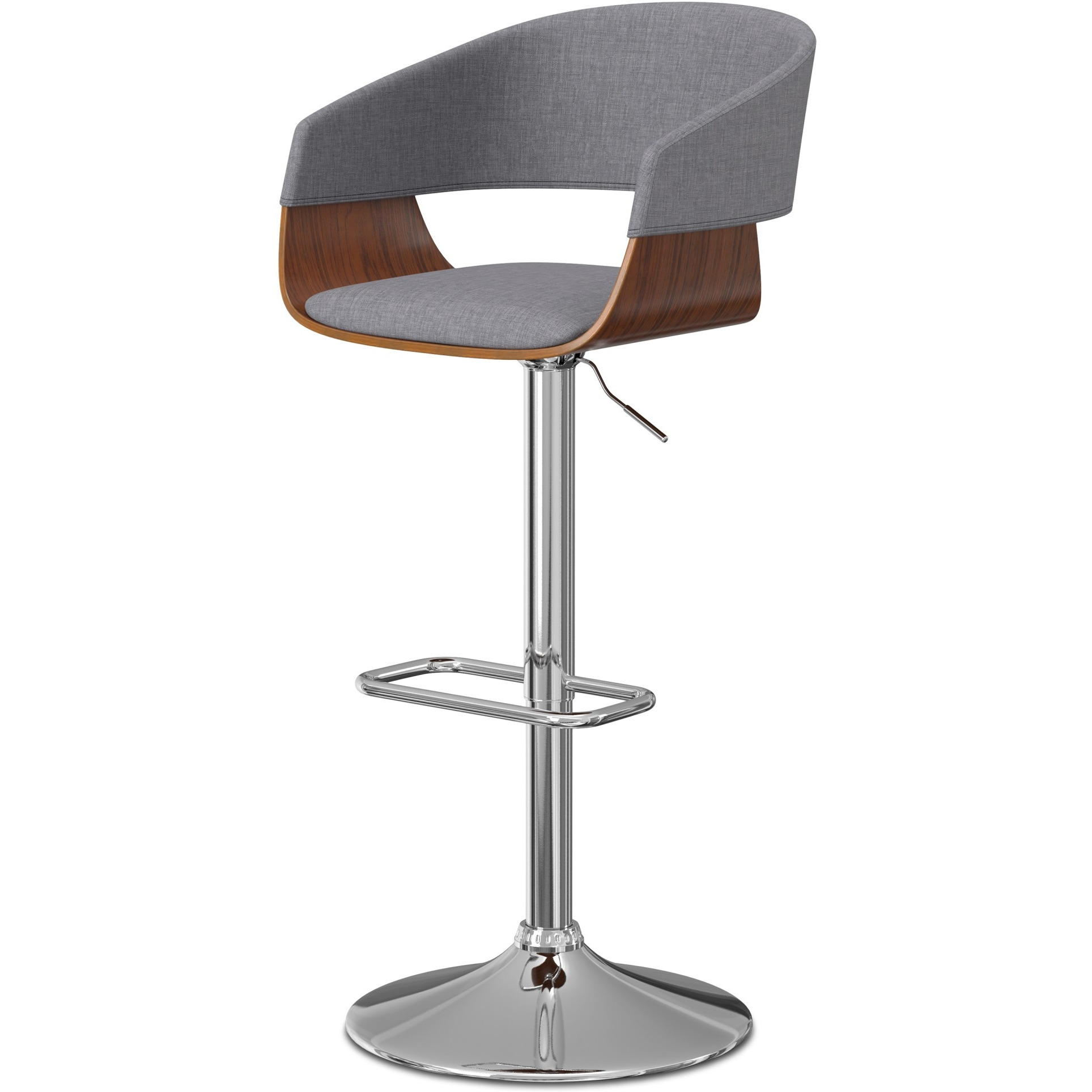 Lowell Adjustable Swivel Bar Stool in Light Grey Linen Look Fabric