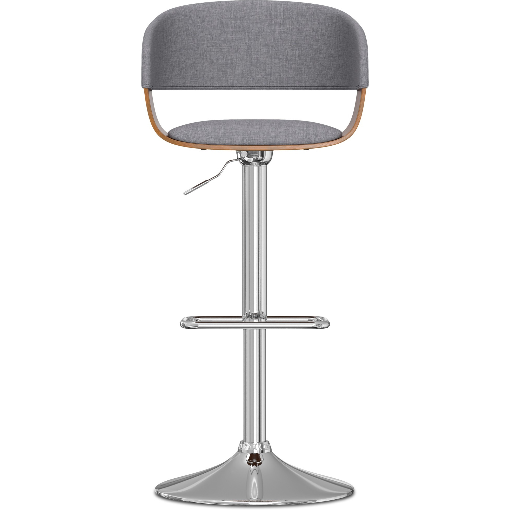 Lowell Adjustable Swivel Bar Stool in Light Grey Linen Look Fabric