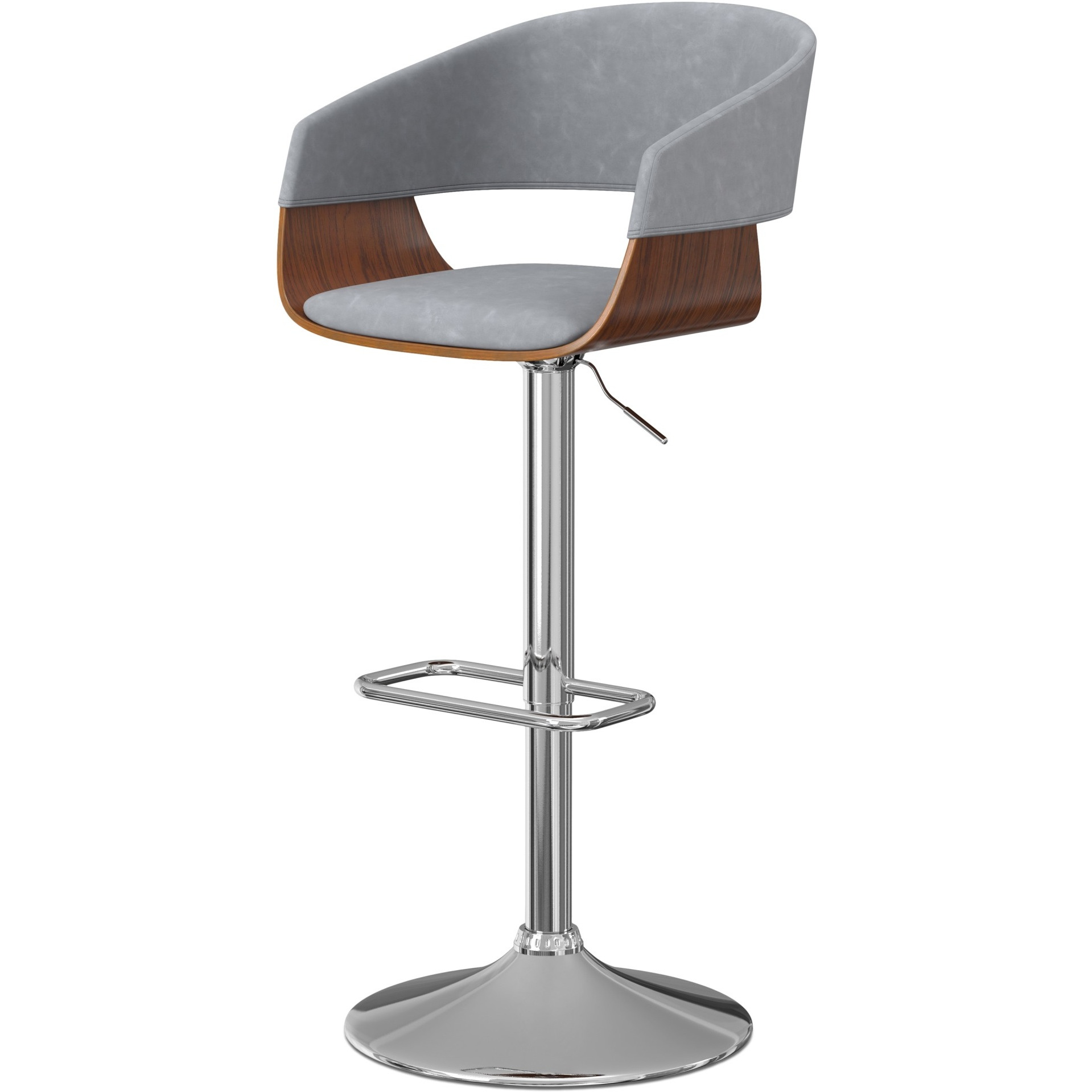 Lowell Adjustable Swivel Bar Stool in Stone Grey Vegan Faux Leather