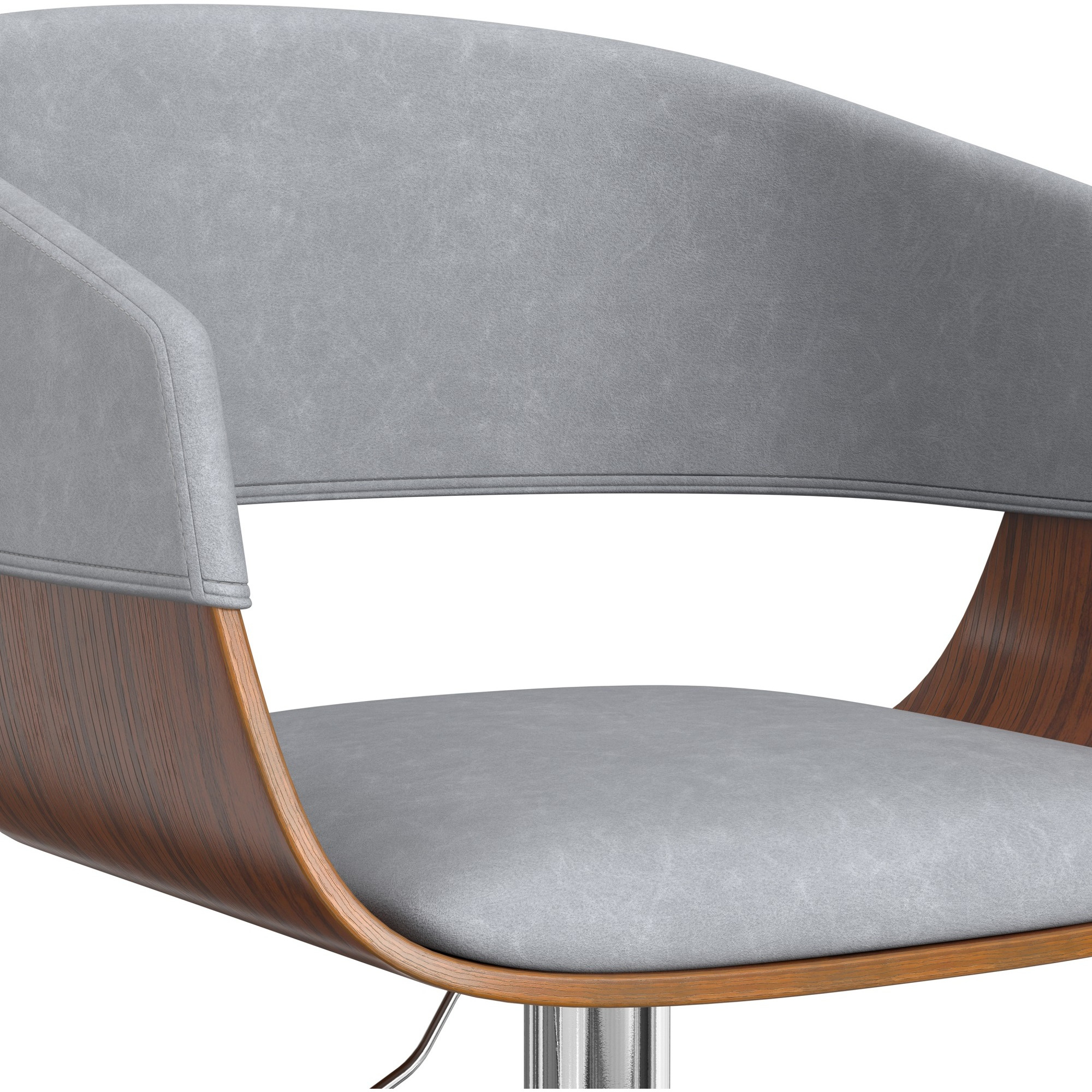 Lowell Adjustable Swivel Bar Stool in Stone Grey Vegan Faux Leather
