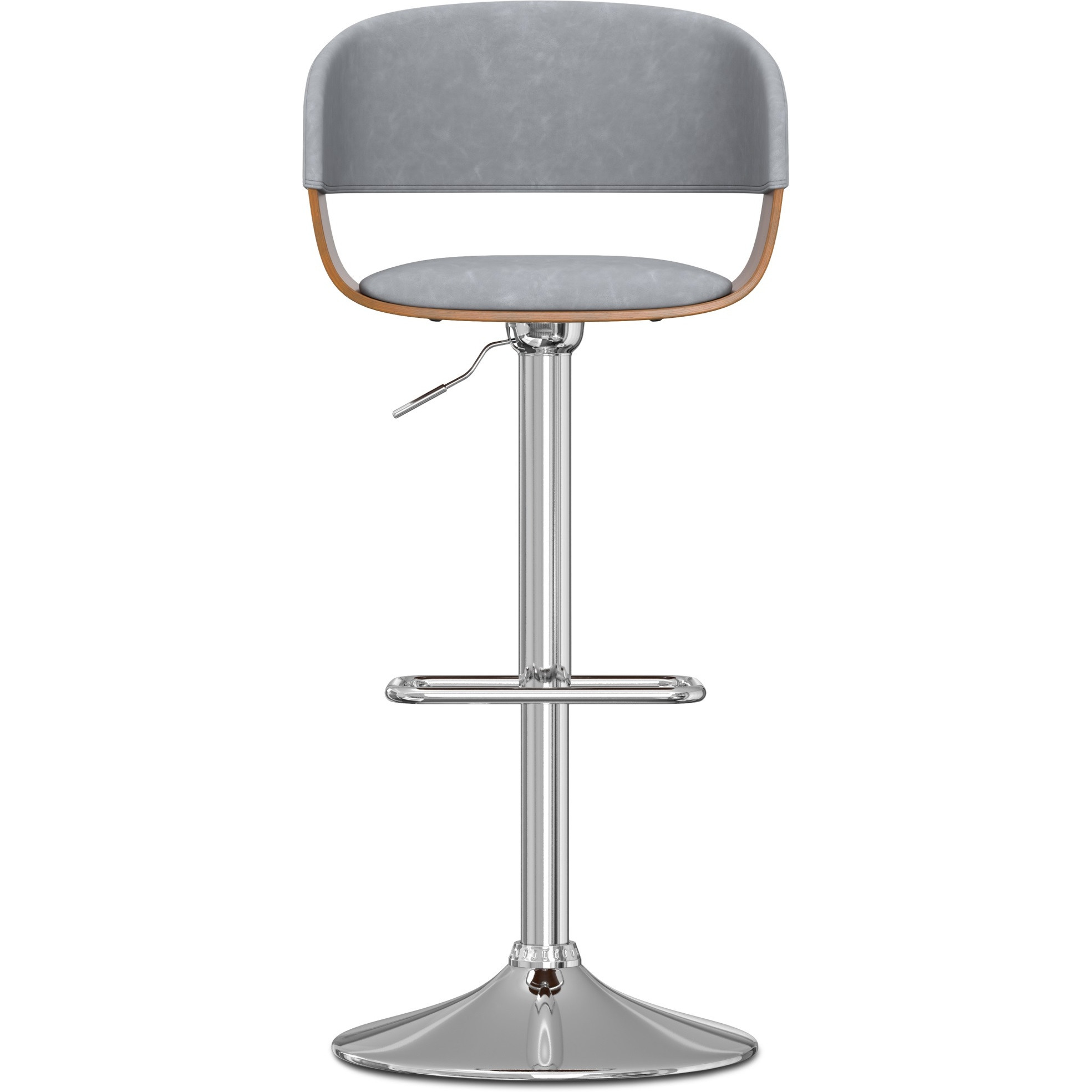 Lowell Adjustable Swivel Bar Stool in Stone Grey Vegan Faux Leather