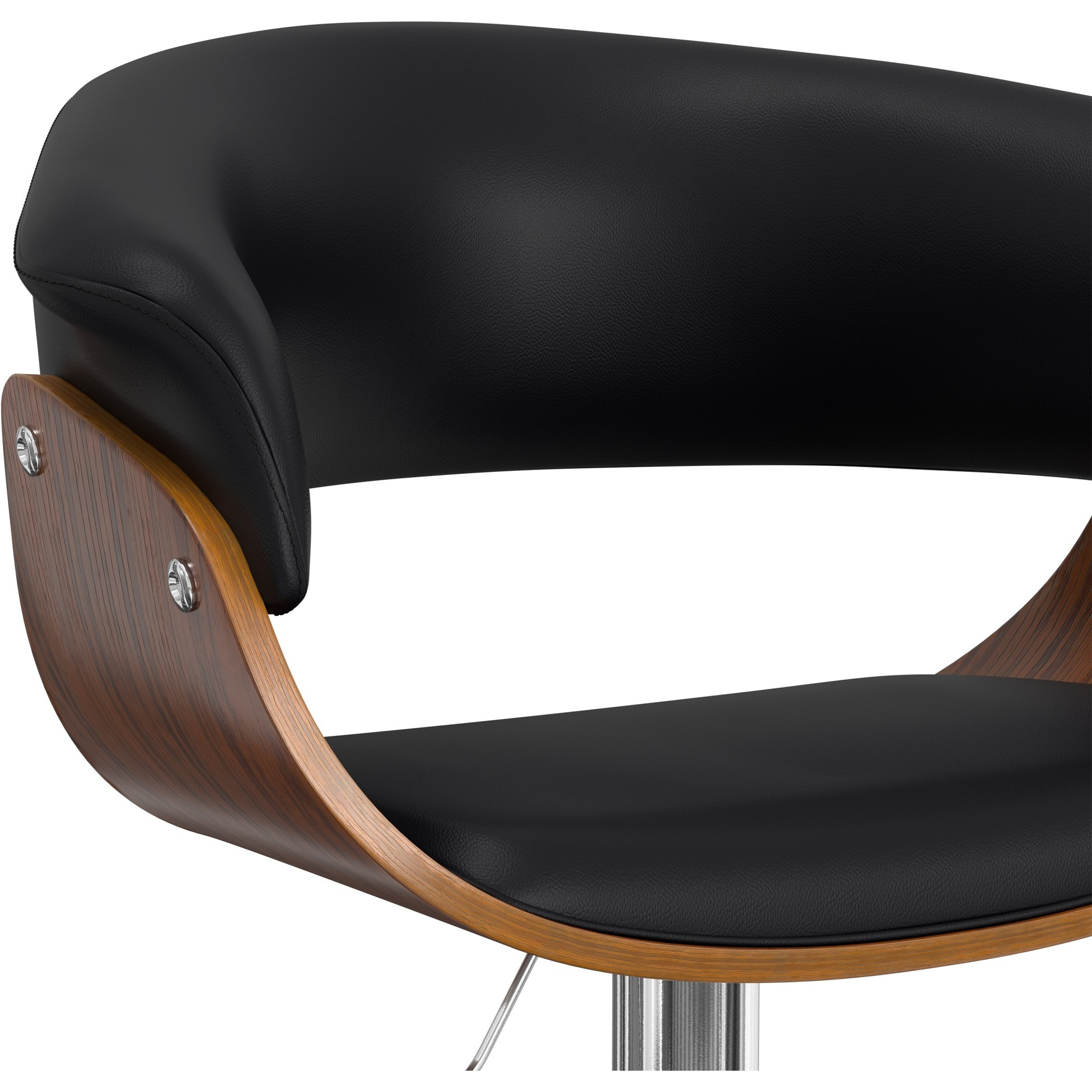 Sheldon Adjustable Swivel Bar Stool in Black Vegan Faux Leather