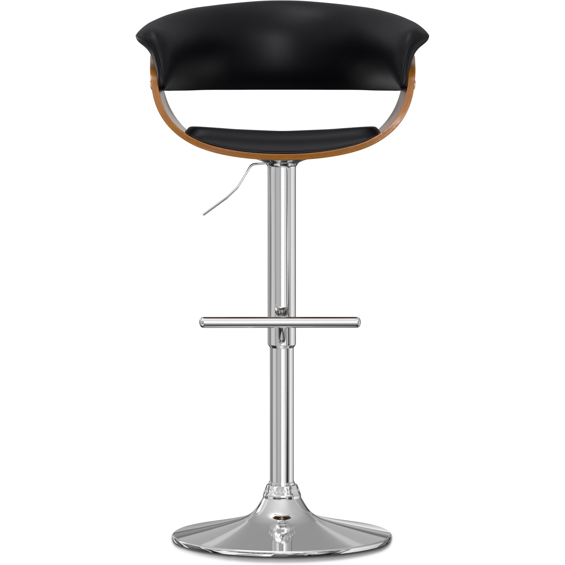 Sheldon Adjustable Swivel Bar Stool in Black Vegan Faux Leather
