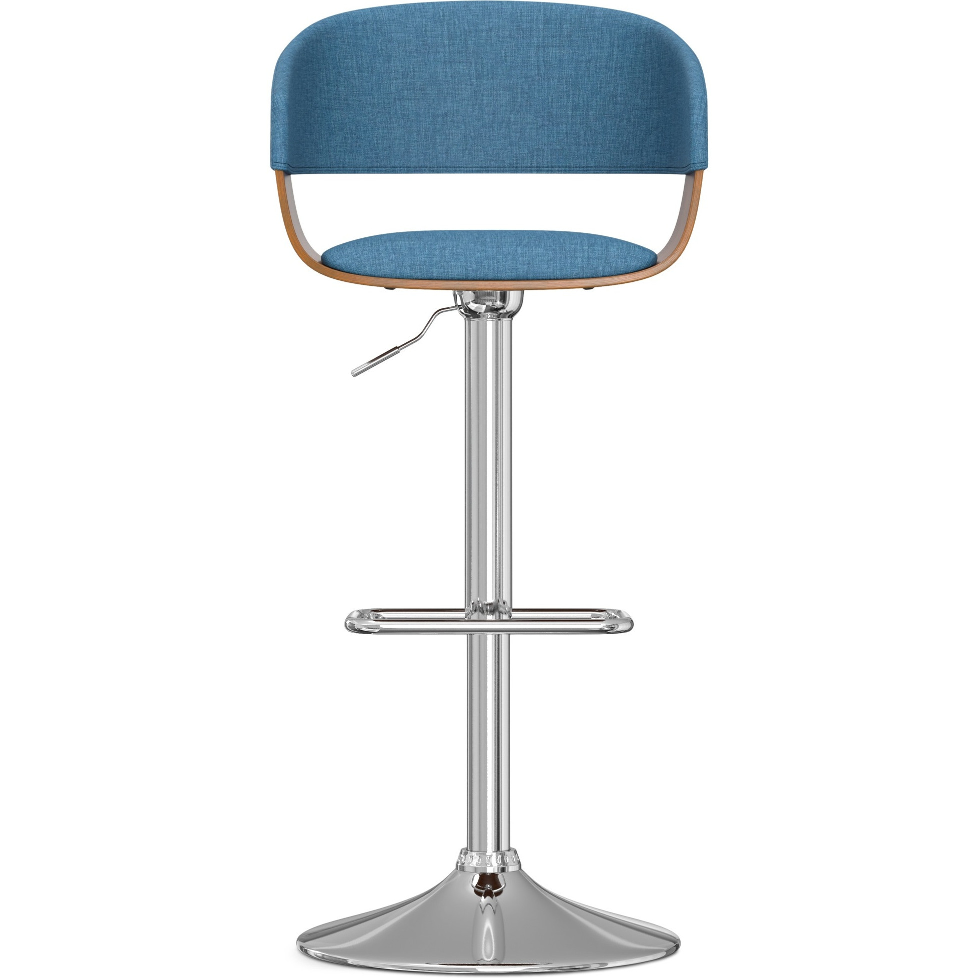 Lowell Adjustable Swivel Bar Stool in Blue Linen Look Fabric