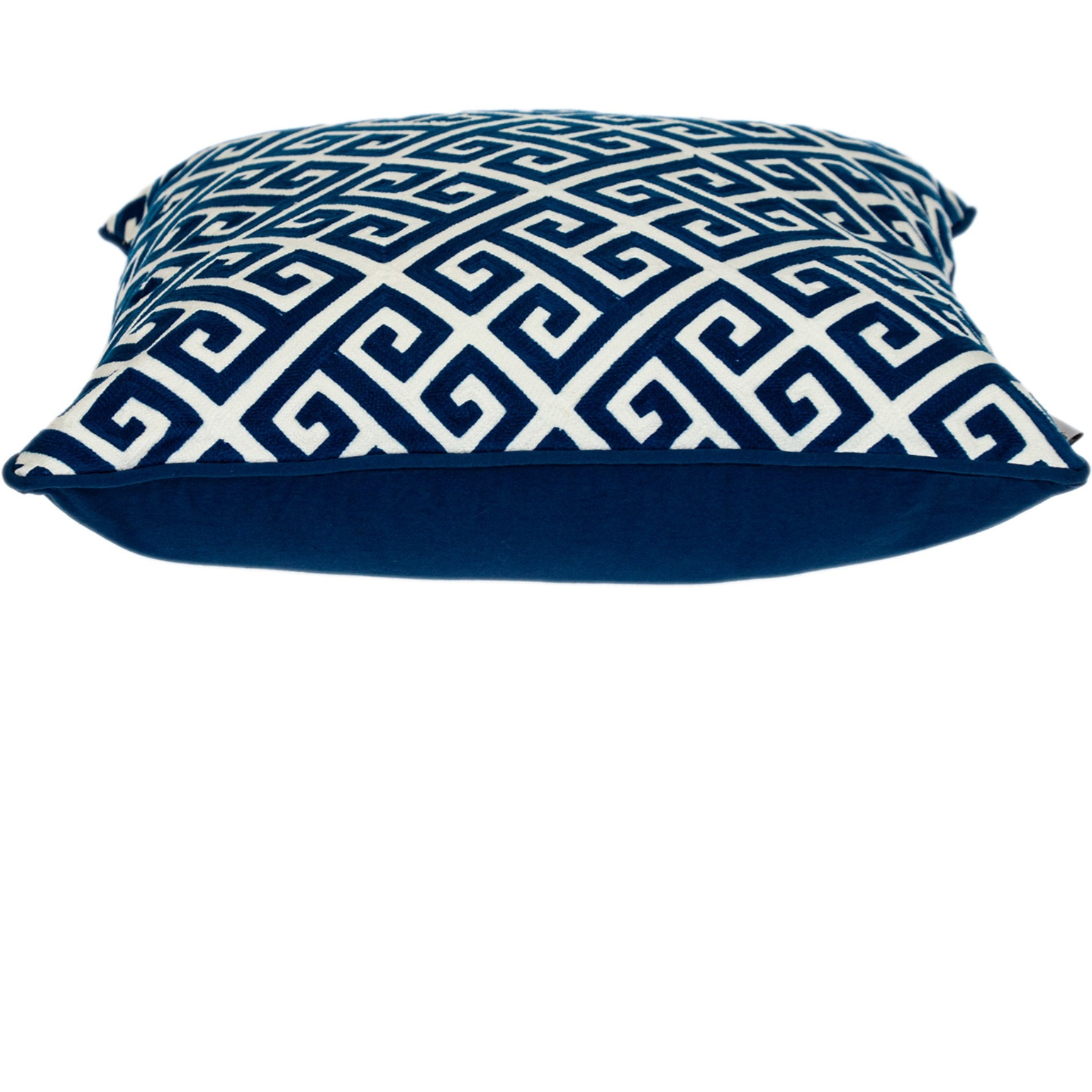 Parkland Collection Transitional Greek Key Blue Square 20" x 20" Pillow