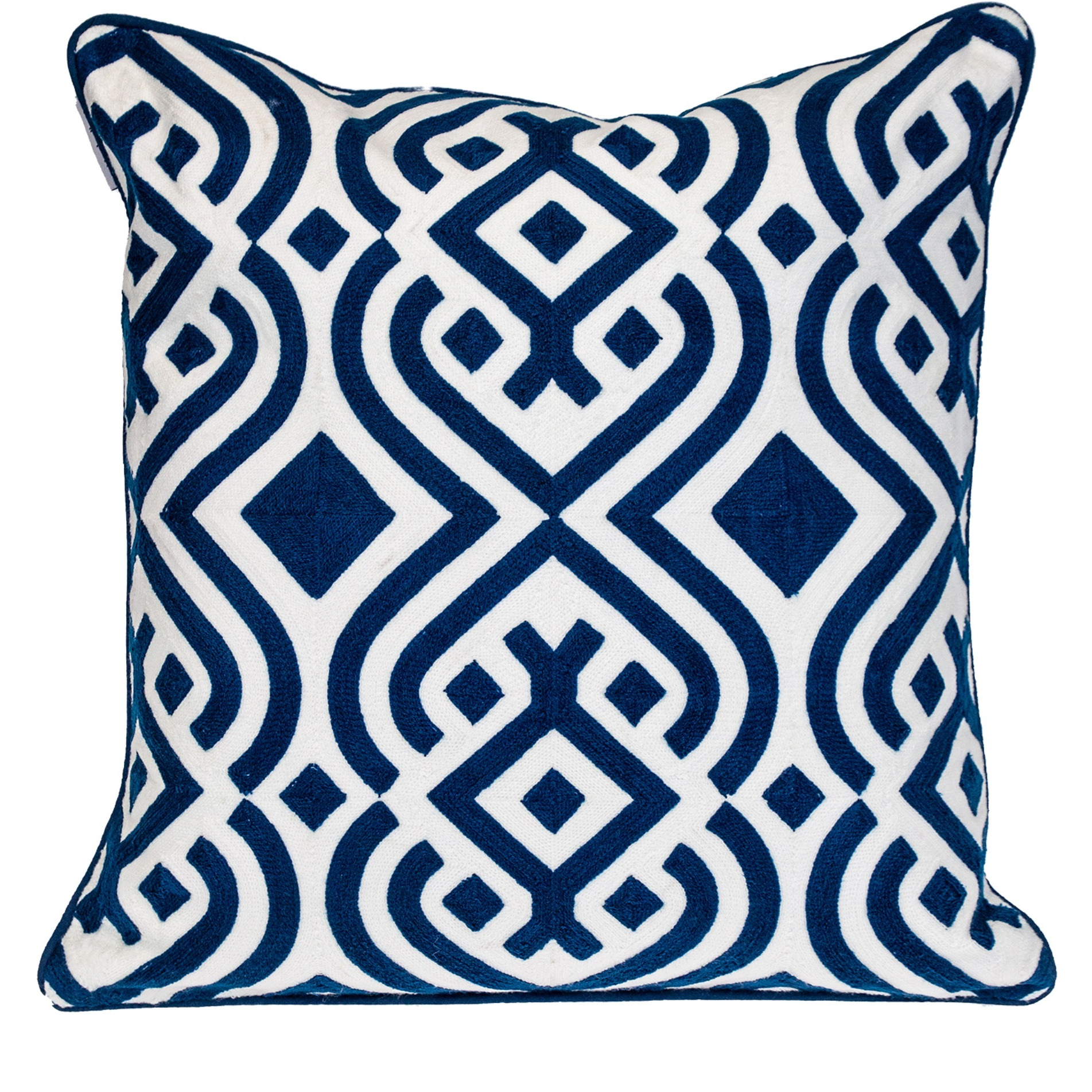 Parkland Collection Transitional Geometric Blue Square 20" x 20" Pillow