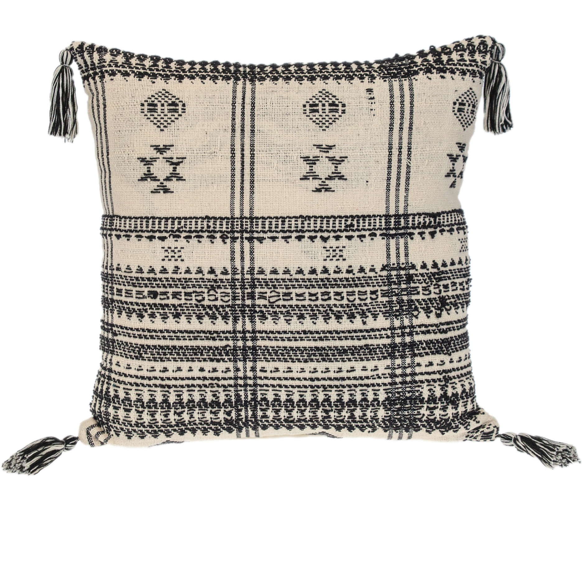 Parkland Collection Transitional Tribal Beige Square 18" x 18" Pillow