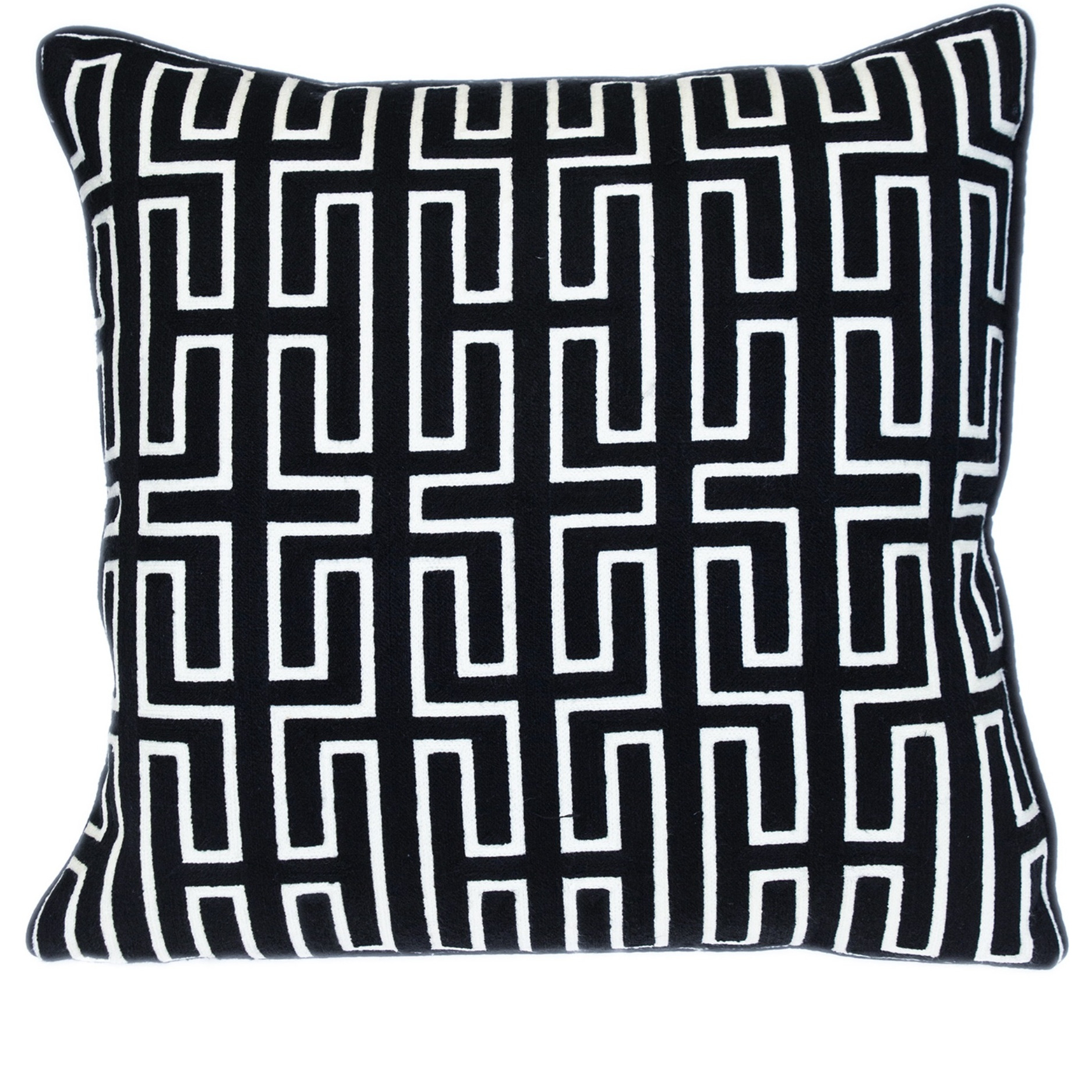 Parkland Collection Transitional Geometric Black 20" x 20" Pillow