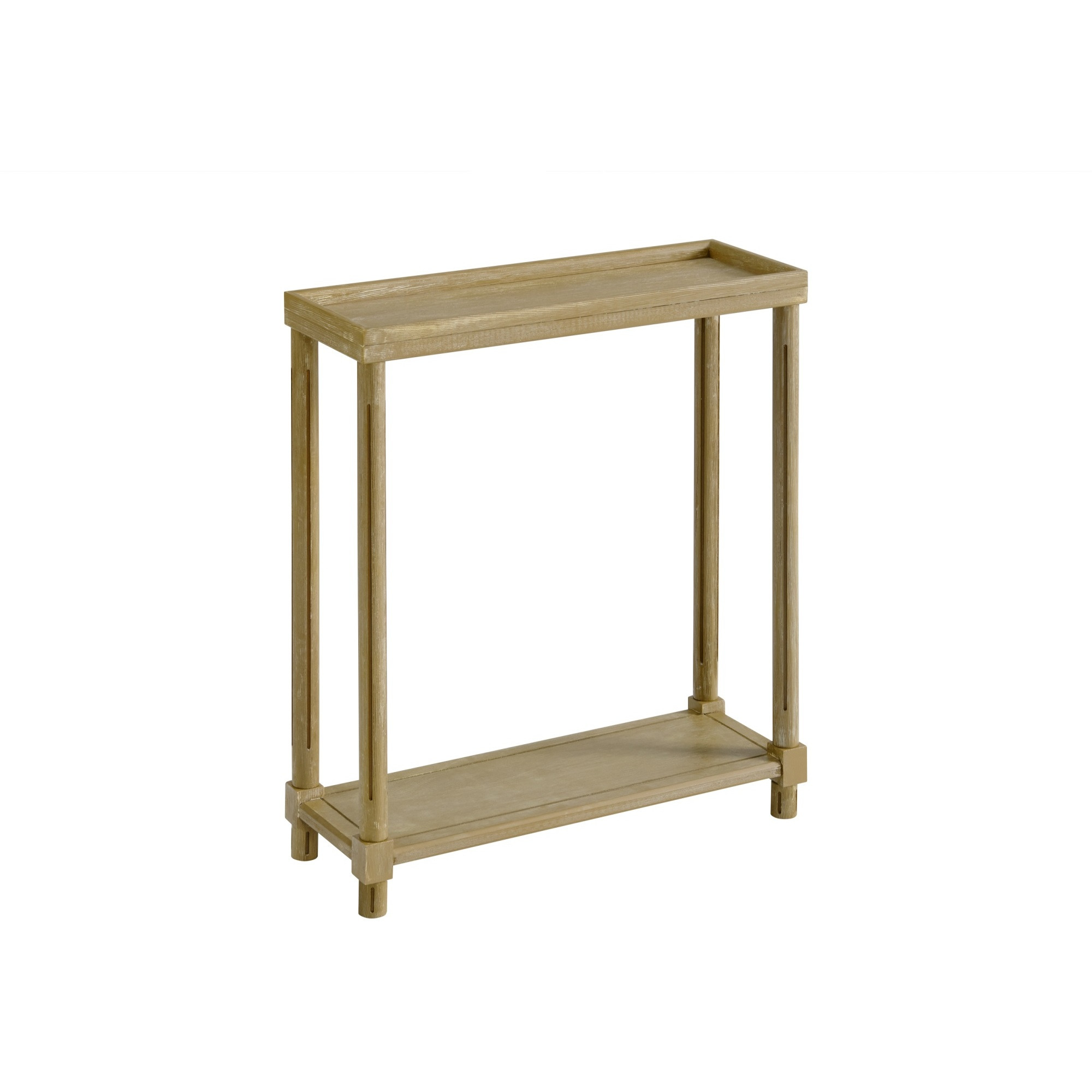 New Ridge Home Goods Harrison Narrow Side End Tables with Shelf, Set of 2, Distressed Oak