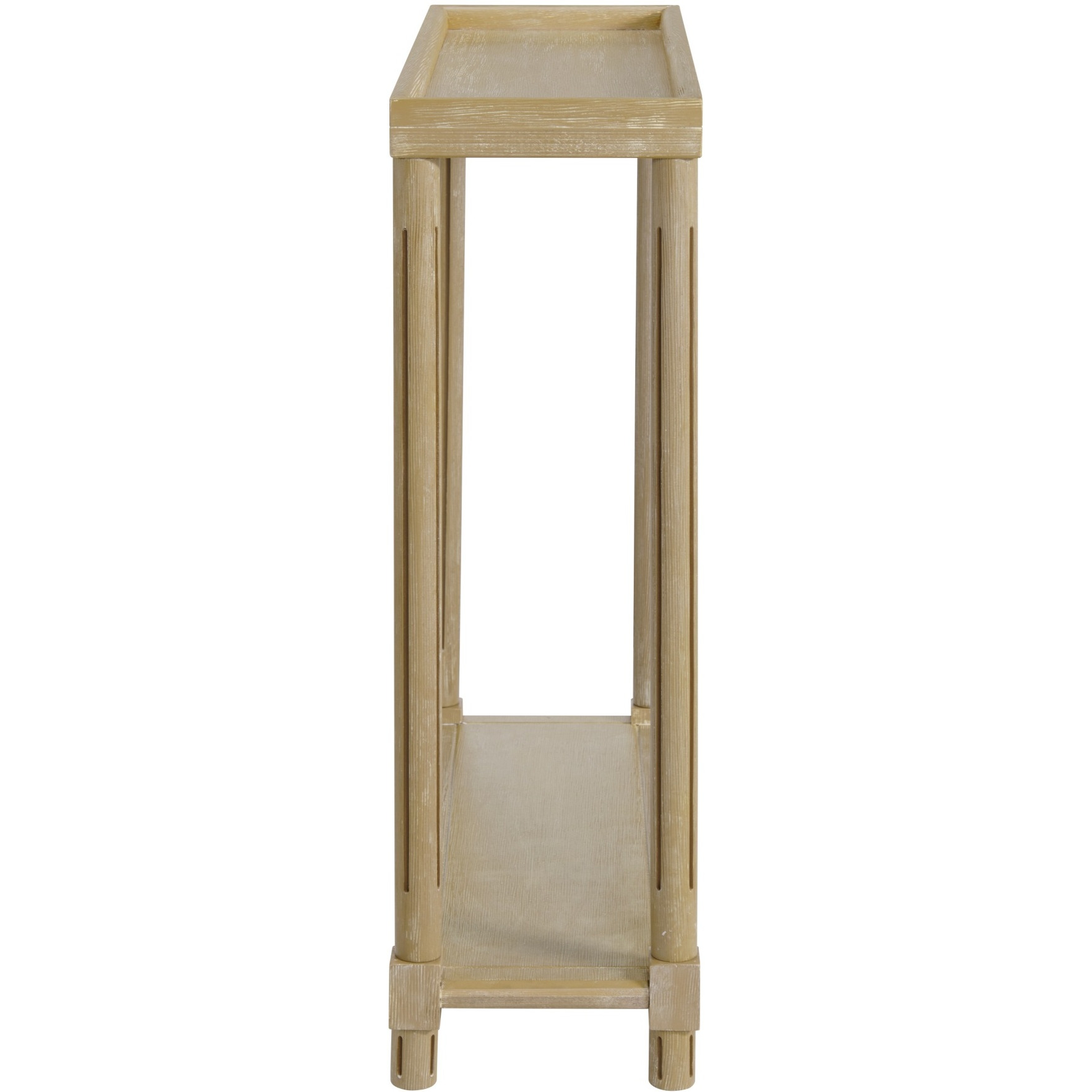 New Ridge Home Goods Harrison Narrow Side End Tables with Shelf, Set of 2, Distressed Oak