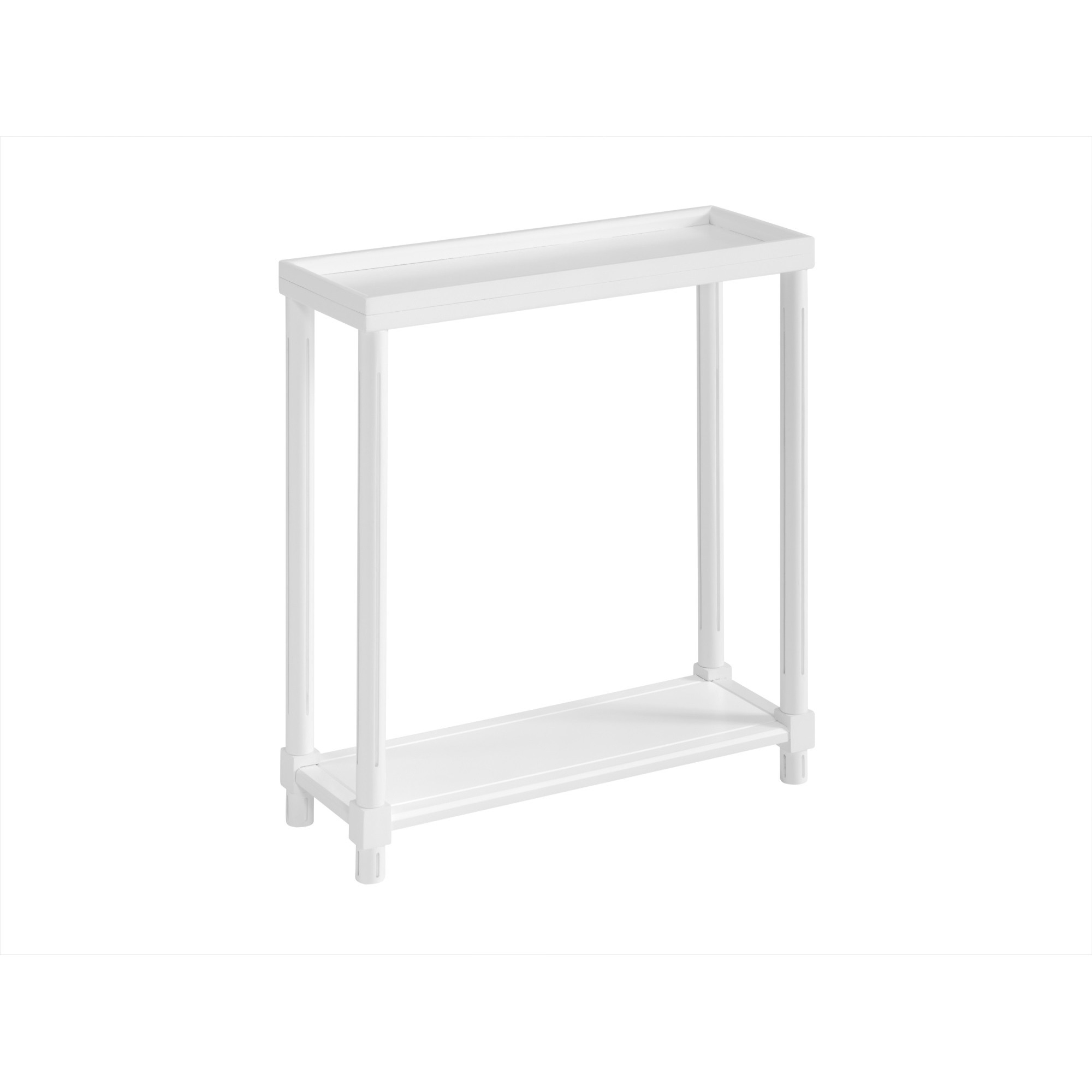 New Ridge Home Goods Harrison Narrow Side End Tables with Shelf, Set of 2, White