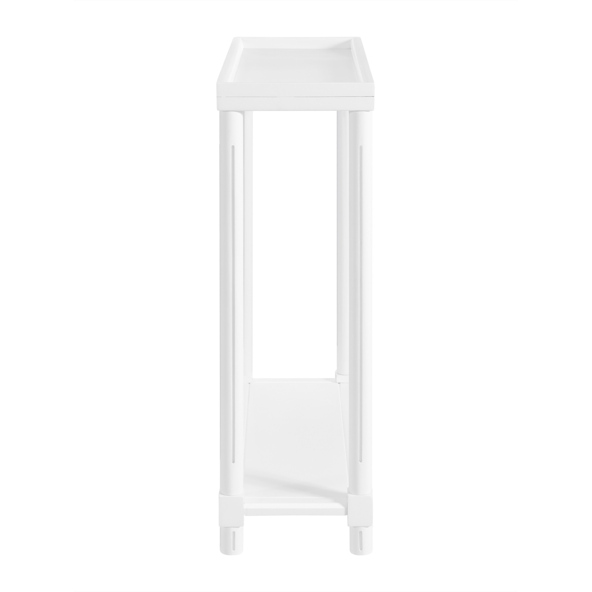 New Ridge Home Goods Harrison Narrow Side End Tables with Shelf, Set of 2, White