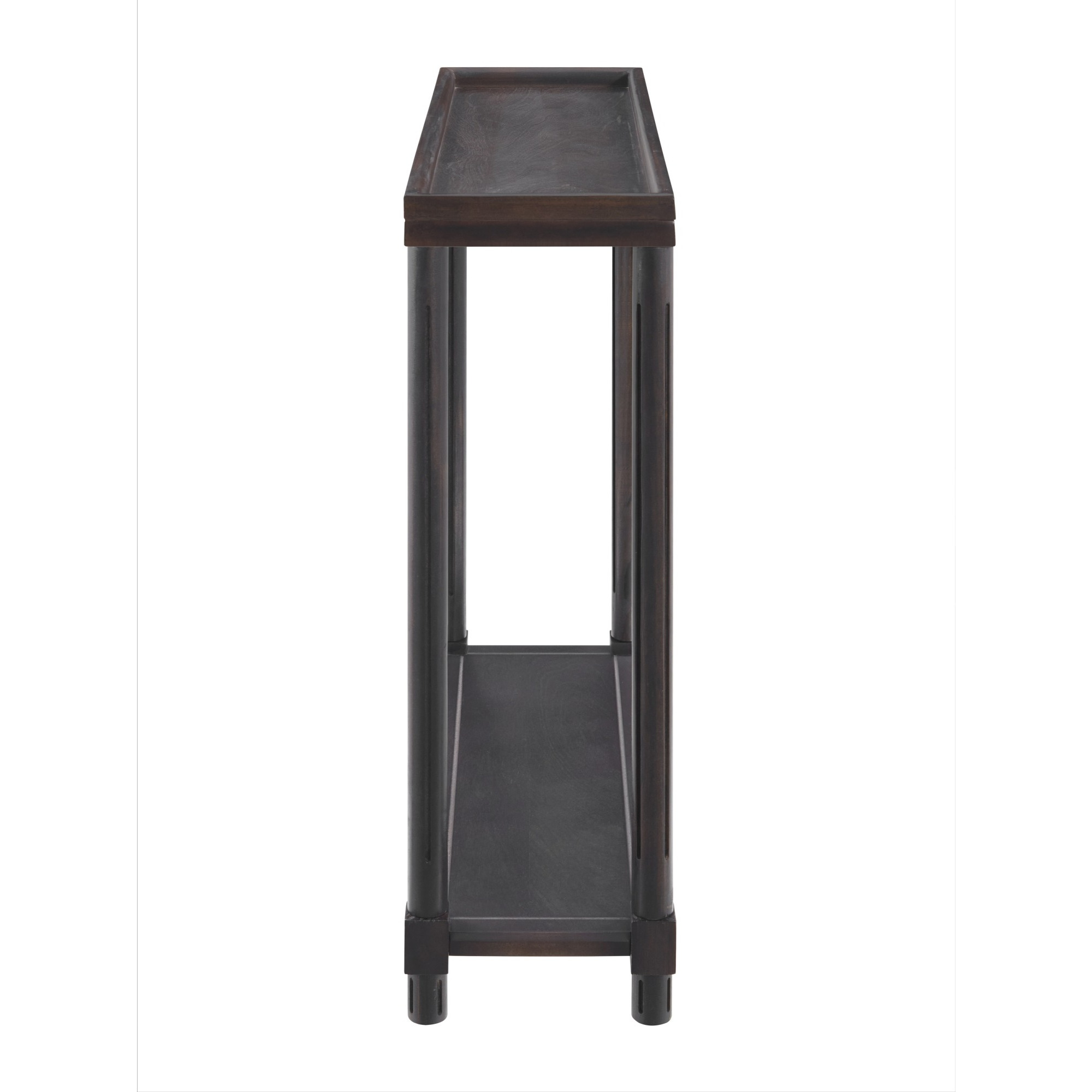 New Ridge Home Goods Harrison Narrow Side End Tables with Shelf, Set of 2,  Espresso