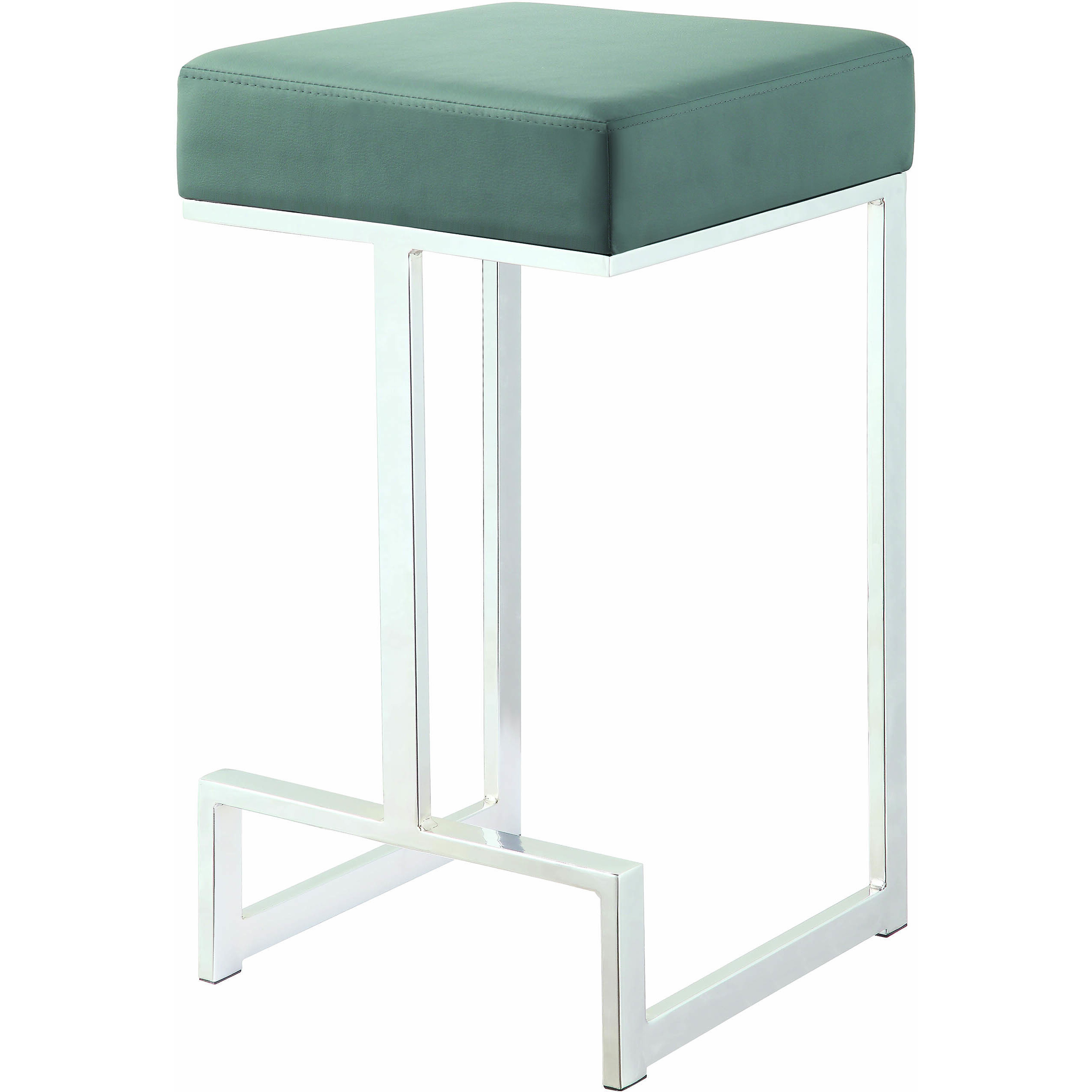 Contemporary Chrome and Grey Counter-Height Stool