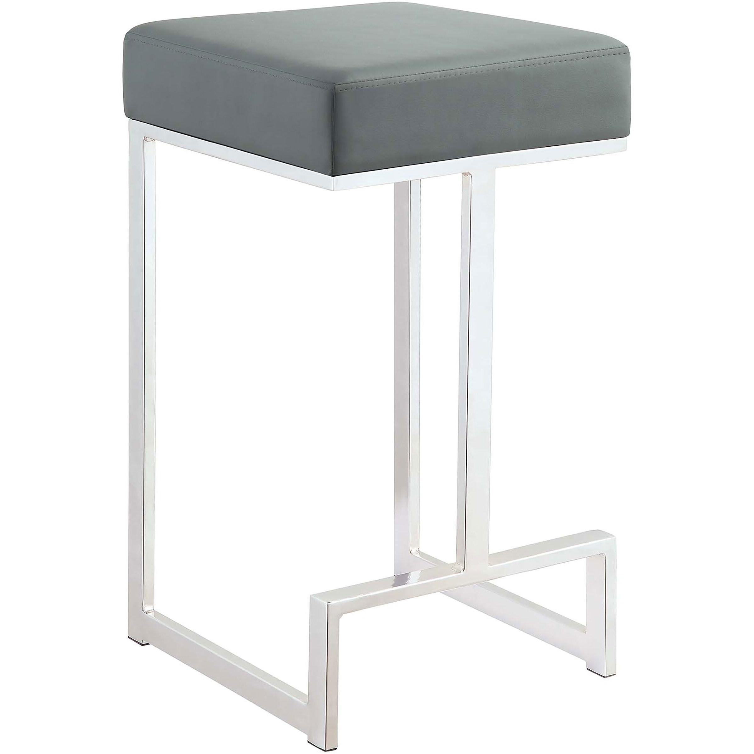 Contemporary Chrome and Grey Counter-Height Stool