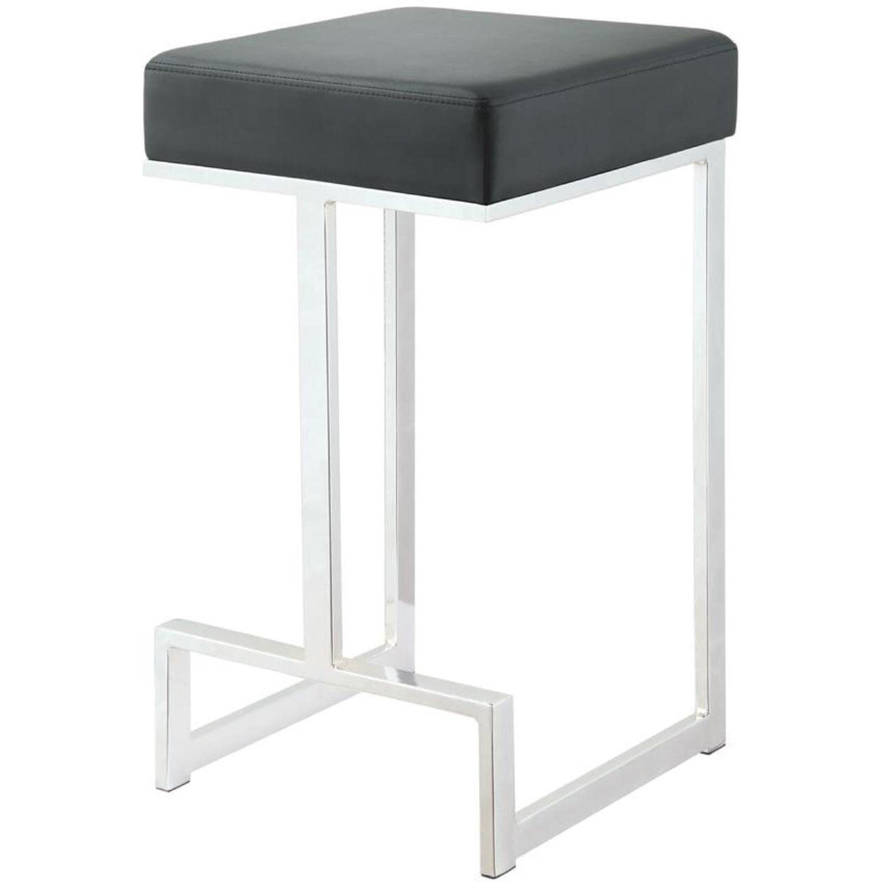 Contemporary Chrome and Black Counter-Height Stool