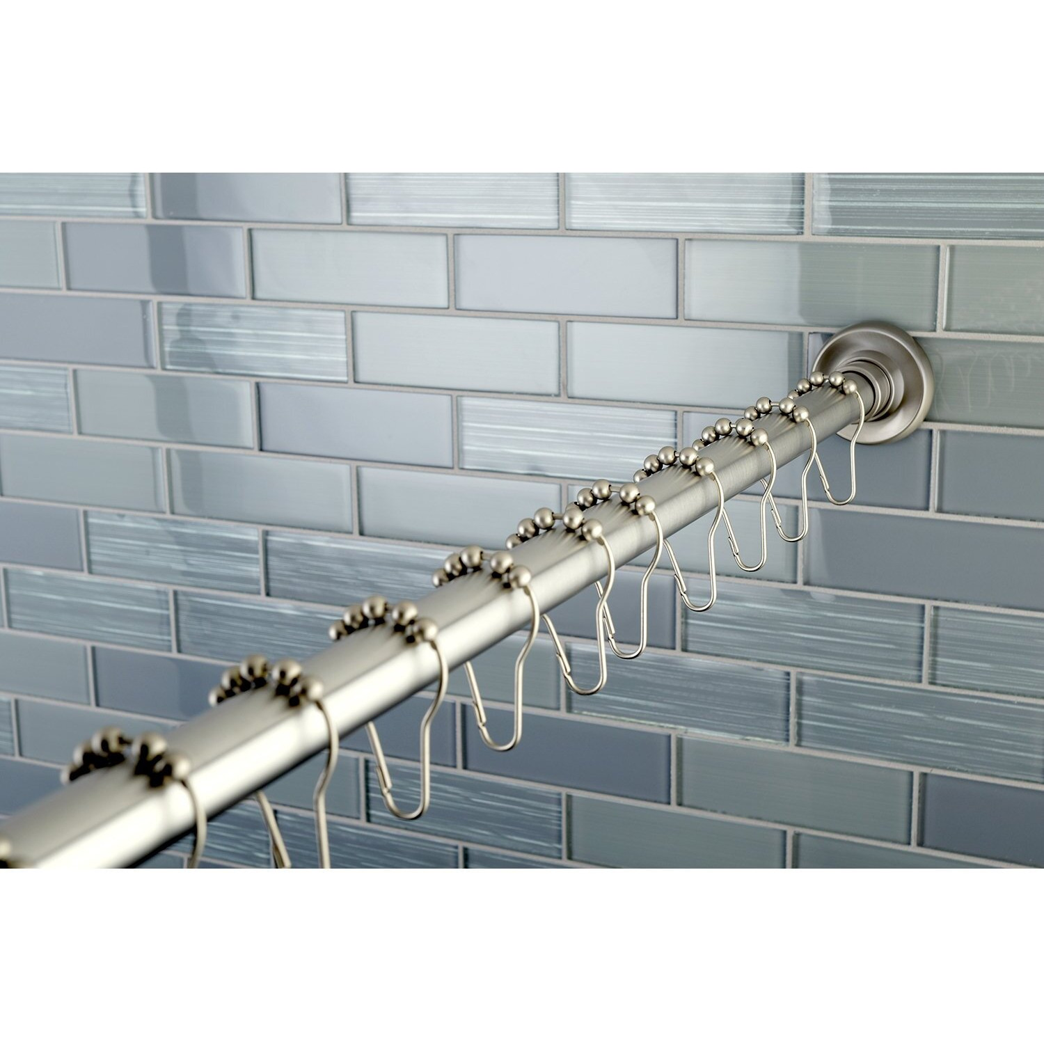 Kingston Brass KSR608 Americana 72" Adjustable Stainless Steel Shower Curtain Rod with Ring Combo, Brushed Nickel
