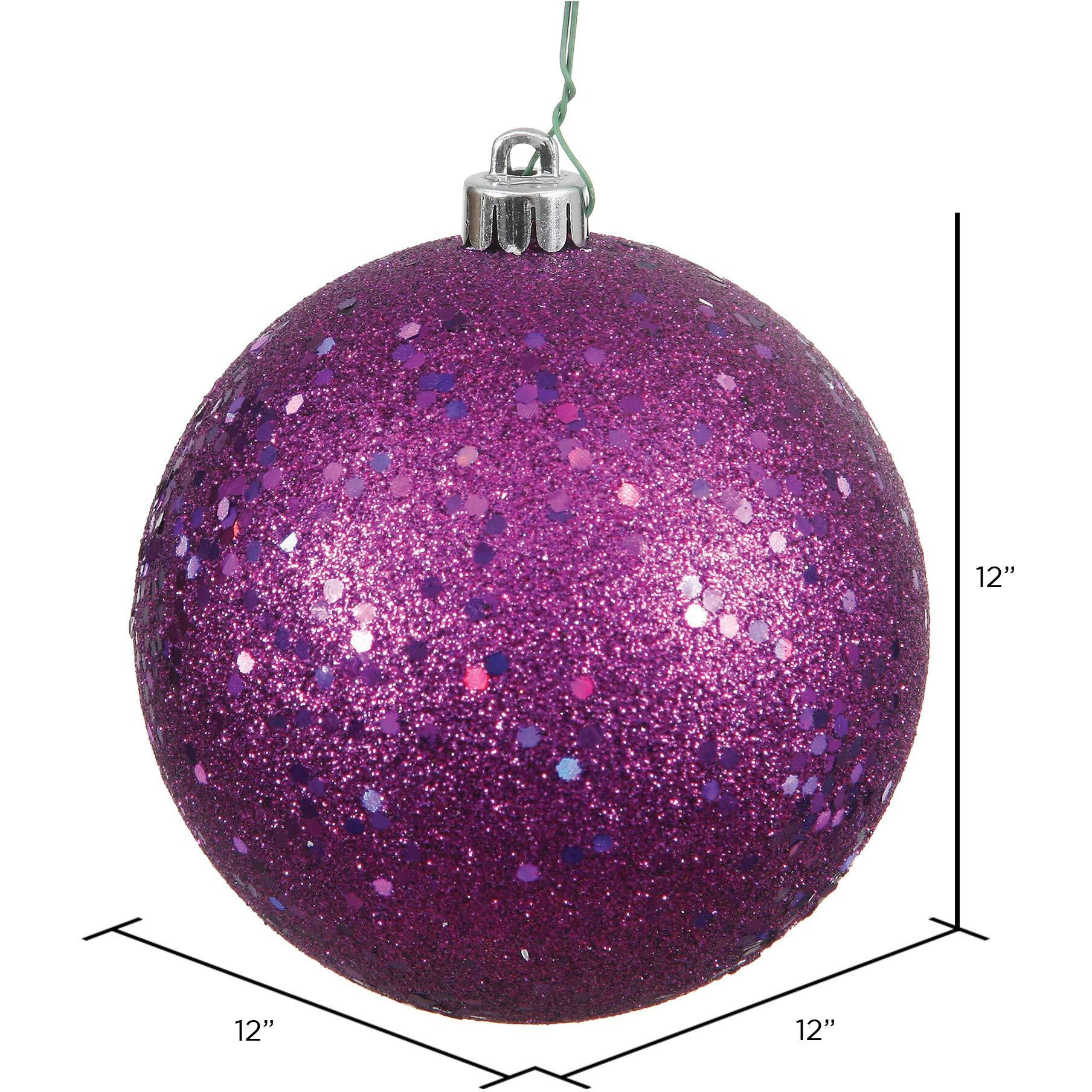 Vickerman 12" Plum Sequin Ball Drilled Cap - N593026DQ