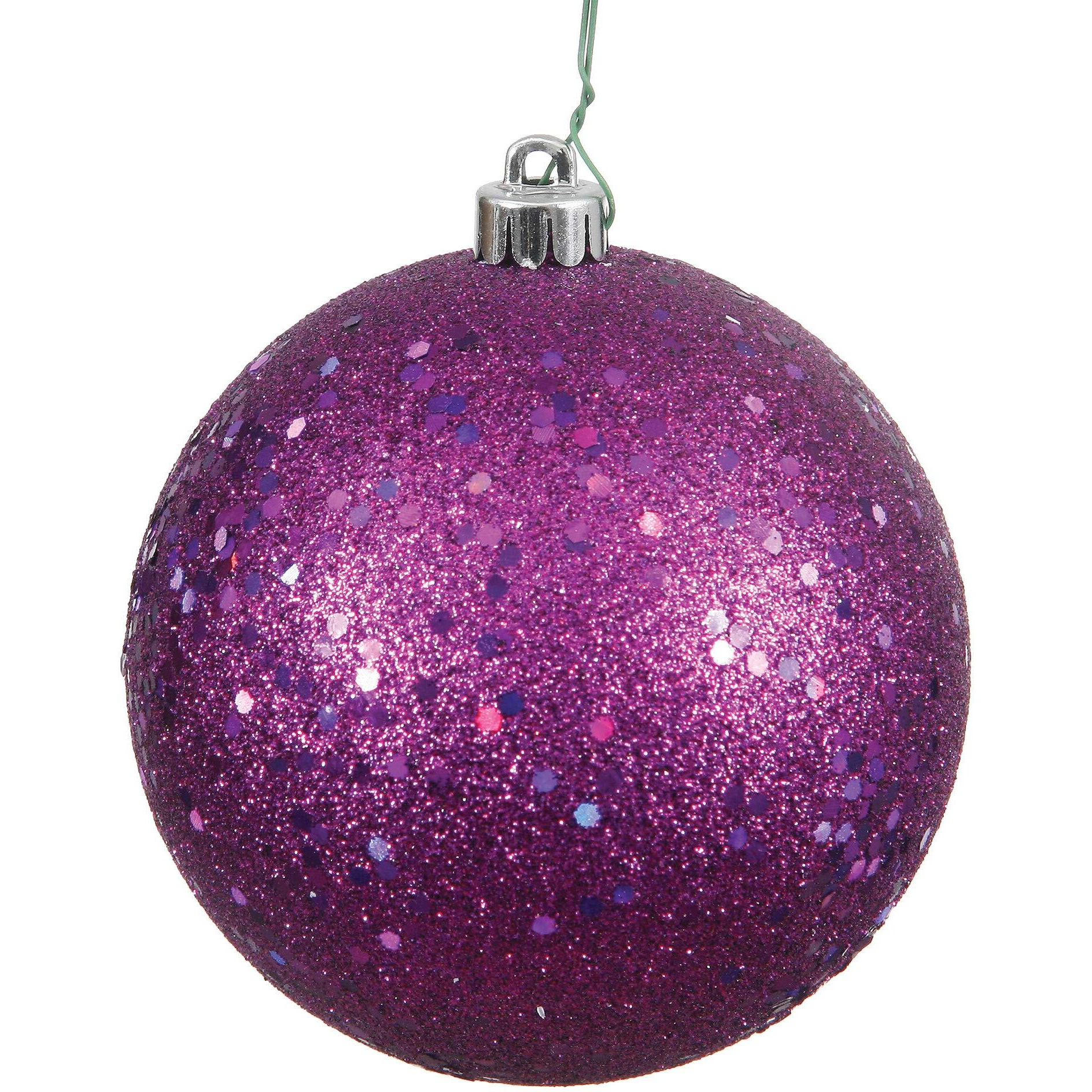 Vickerman 12" Plum Sequin Ball Drilled Cap - N593026DQ