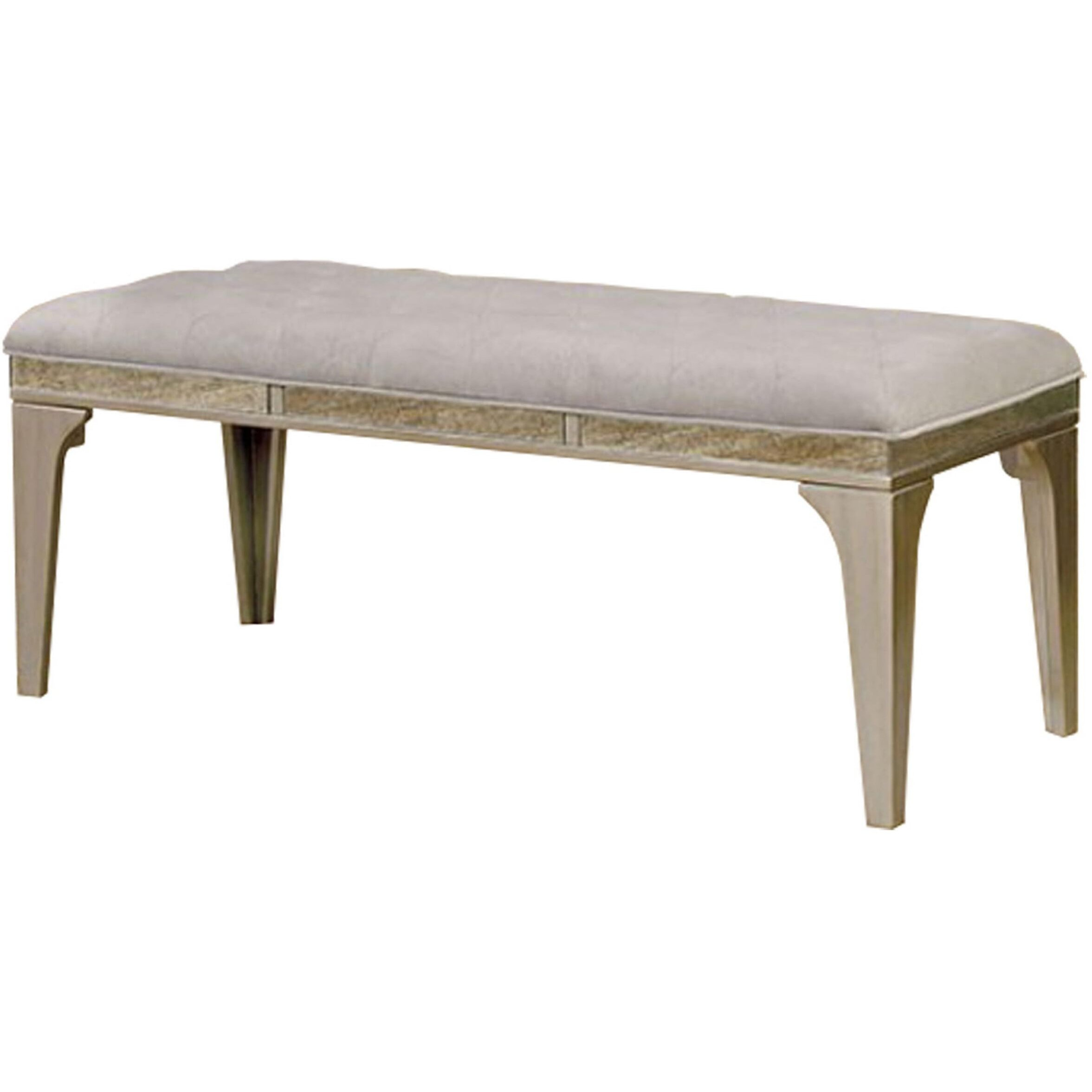 Wooden Bench With Comfy Cushioned Seat Gray