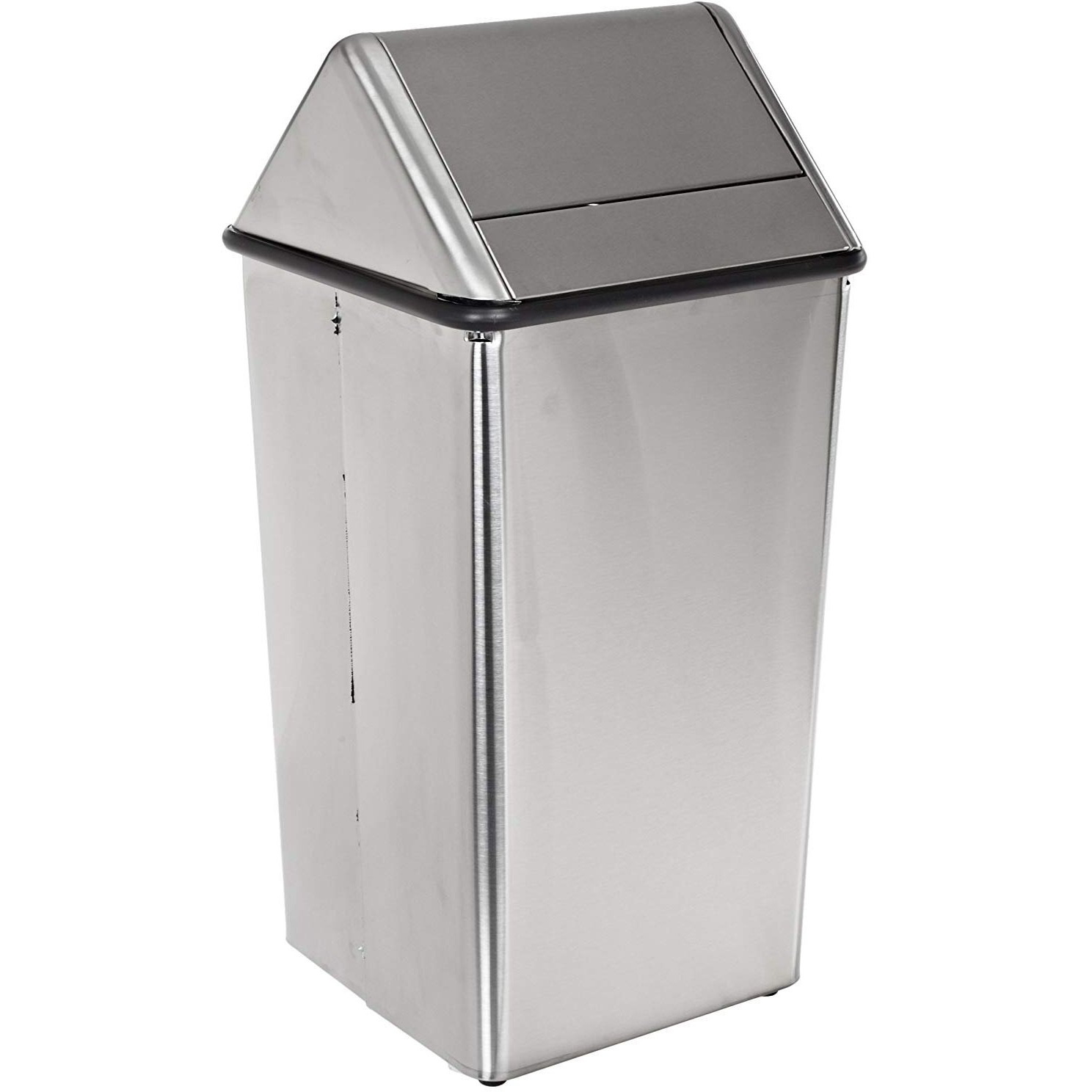Witt Industries Stainless Steel 13-Gallon Waste Watcher Hamper and Swing Top Receptacle, Silver, Set of 2