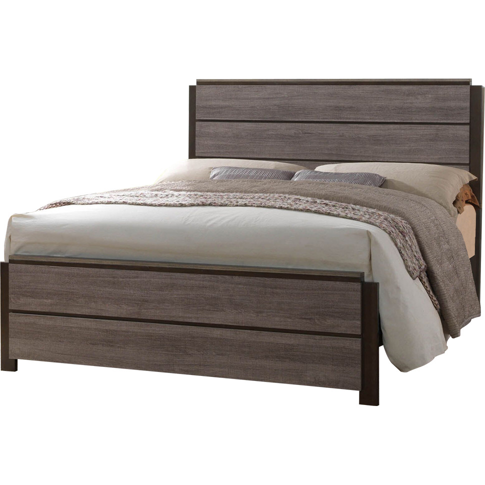 Dansville 5 Piece Bedroom Set, Queen, Antique Gray Wood, Modern (Panel Bed, Dresser, Mirror, Chest, 1 Nightstand)