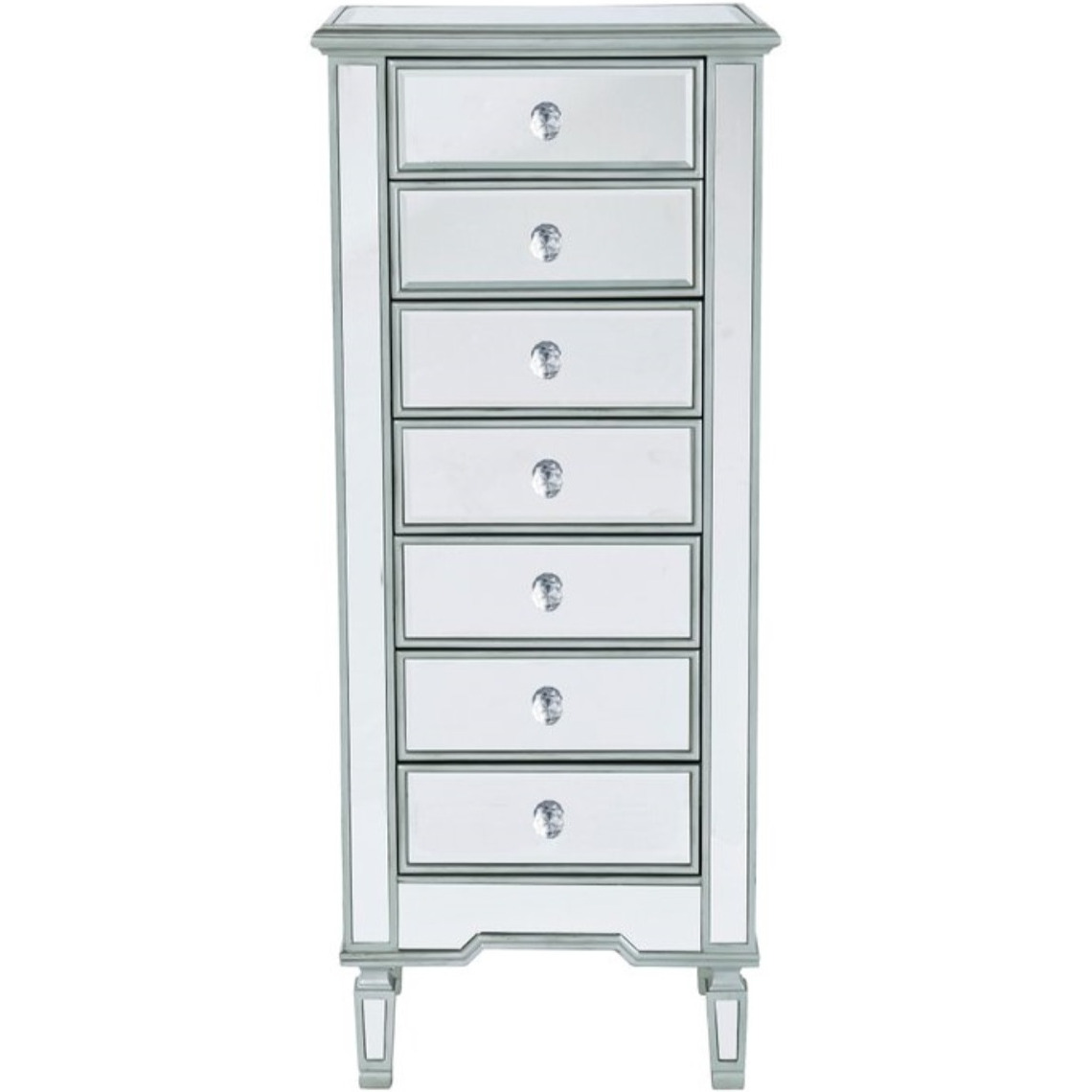 Lingerie Chest 7 drawers 20in. W x 15in. D x 48in. H in antique silver paint