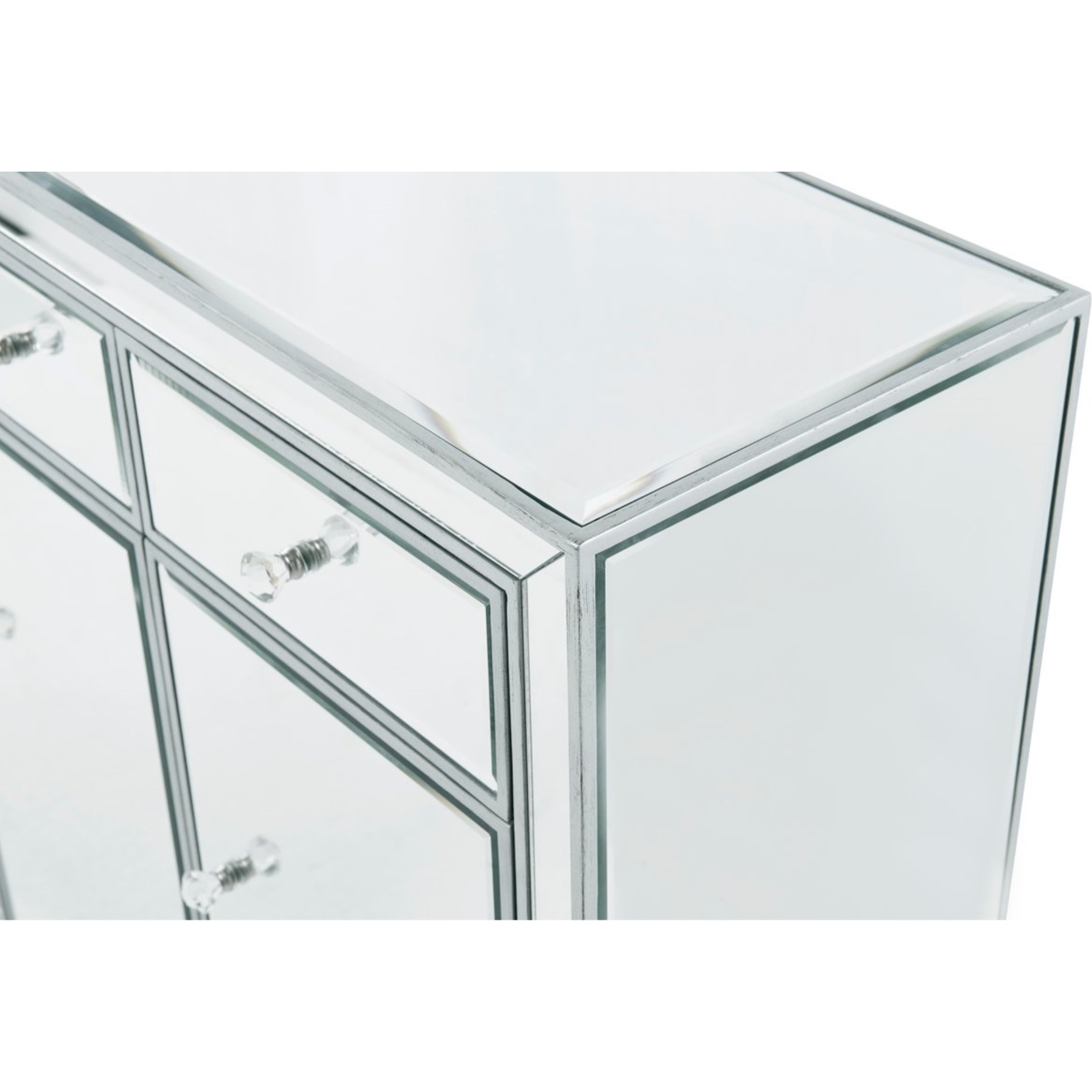 Buffet Cabinet 3 drawers 4 doors 56in. W x 13in. D x 36in. H in antique silver paint