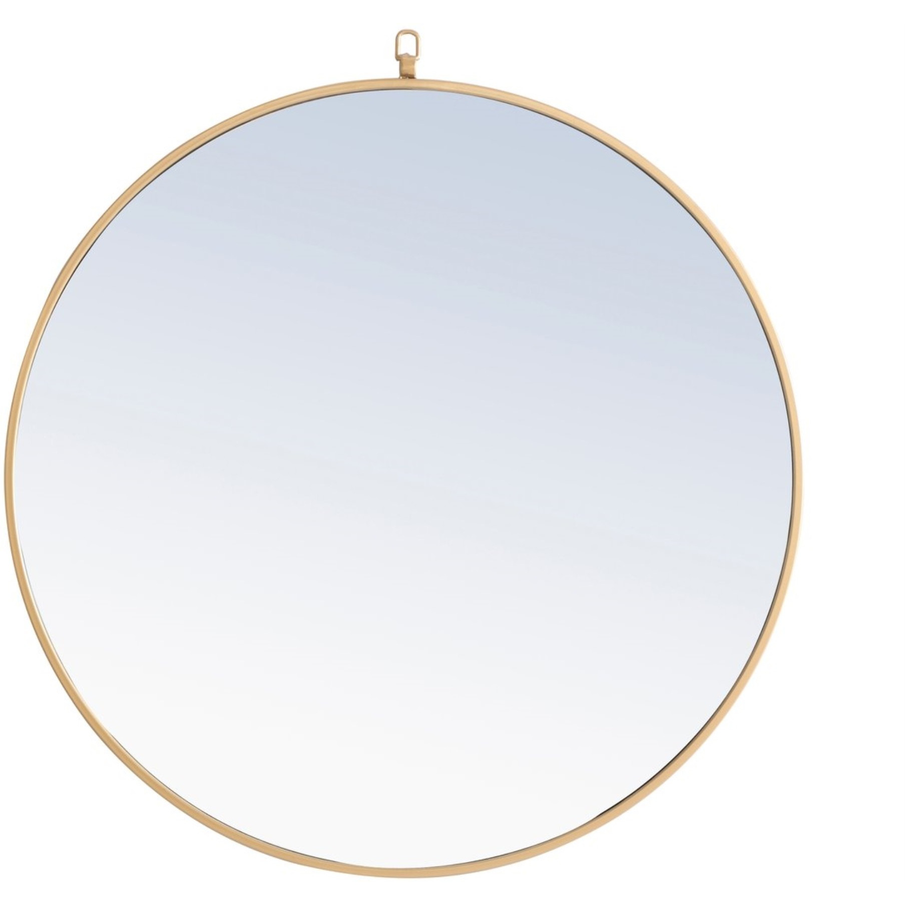 Metal frame Round Mirror with decorative hook 32 inch Brass finish