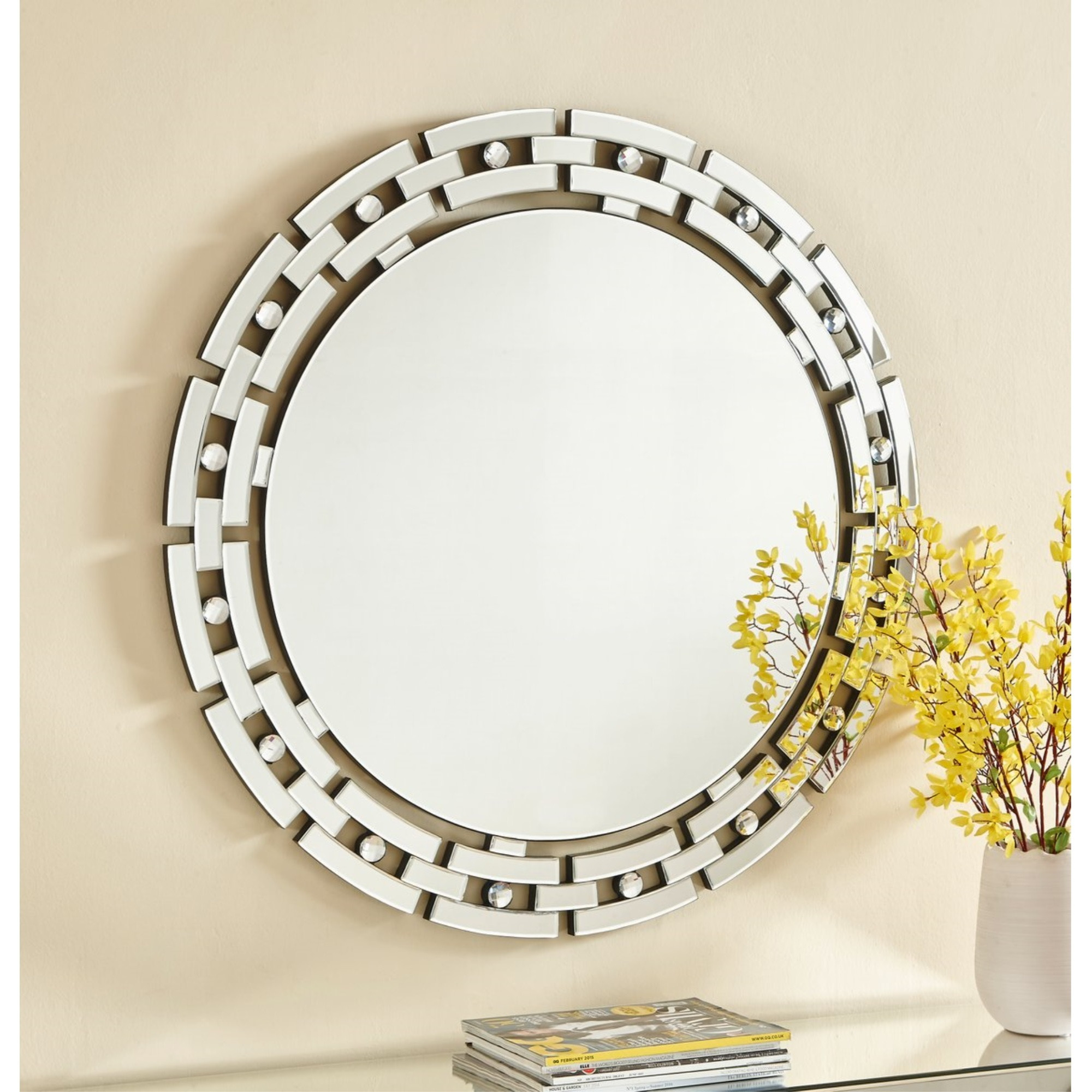 Sparkle 36 in. Contemporary Round Mirror in Clear