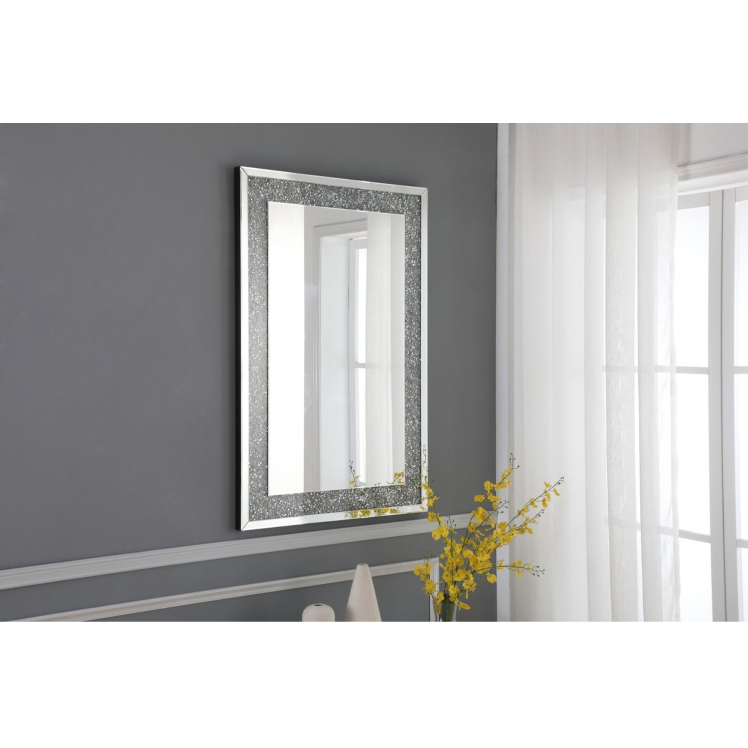 31.5 Inch Rectangle Crystal Mirror In Clear Finish
