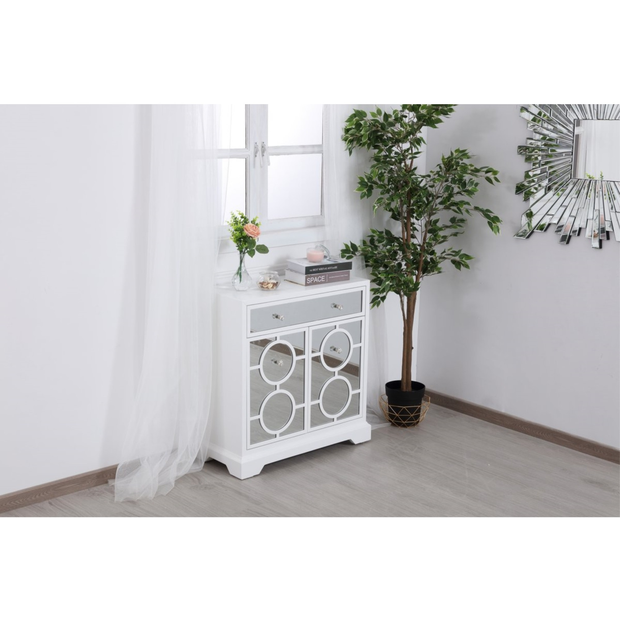 32 in. mirrored cabinet in white
