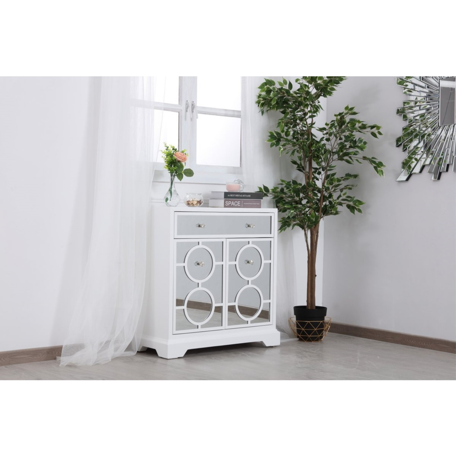 32 in. mirrored cabinet in white