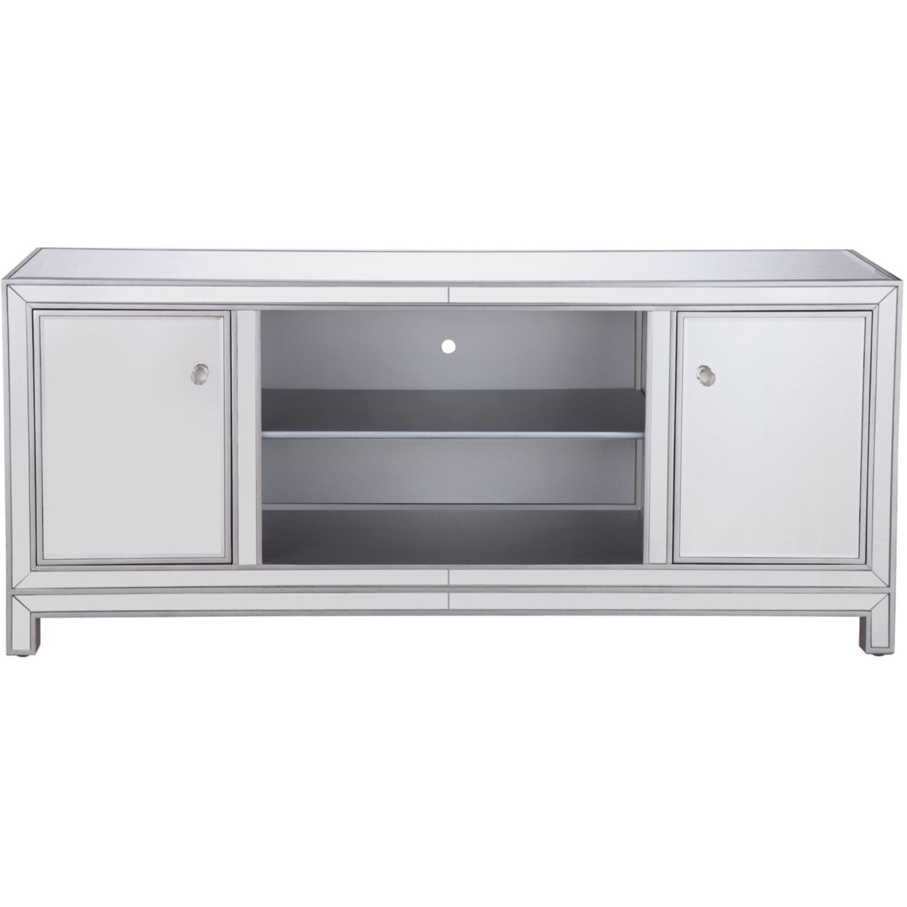 60 in. mirrored TV stand in antique silver