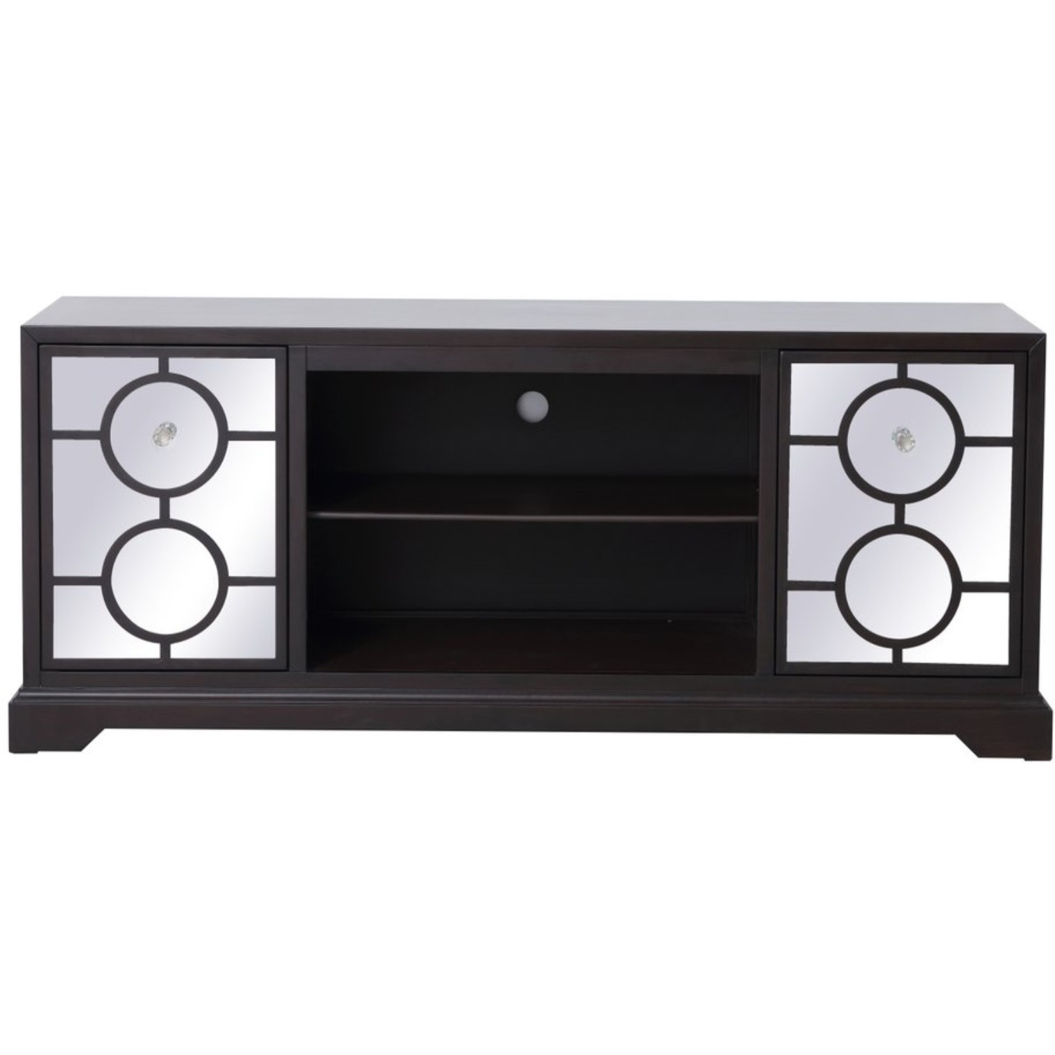 60 in. mirrored TV cabinet stand in dark walnut