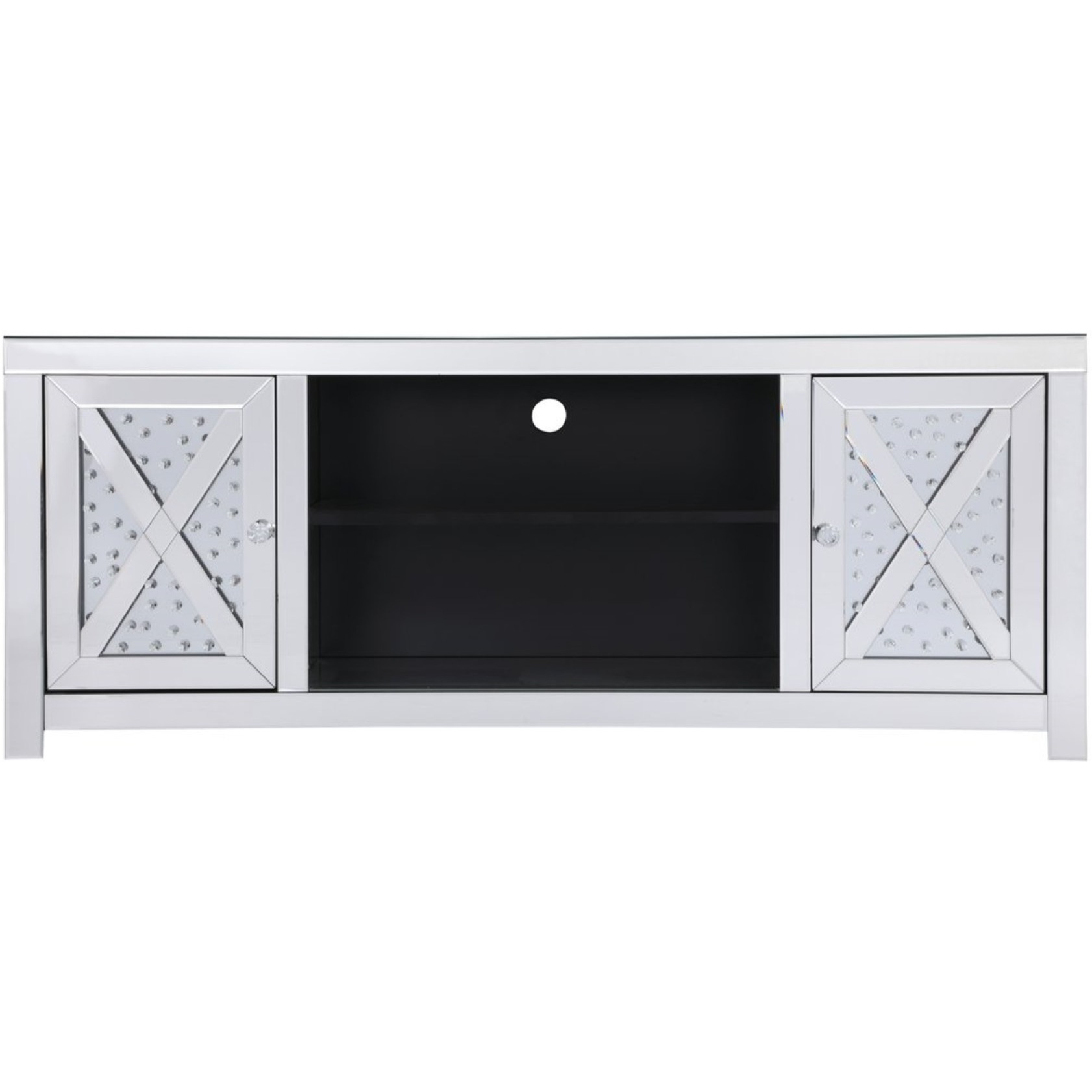 59 in. crystal mirrored TV stand